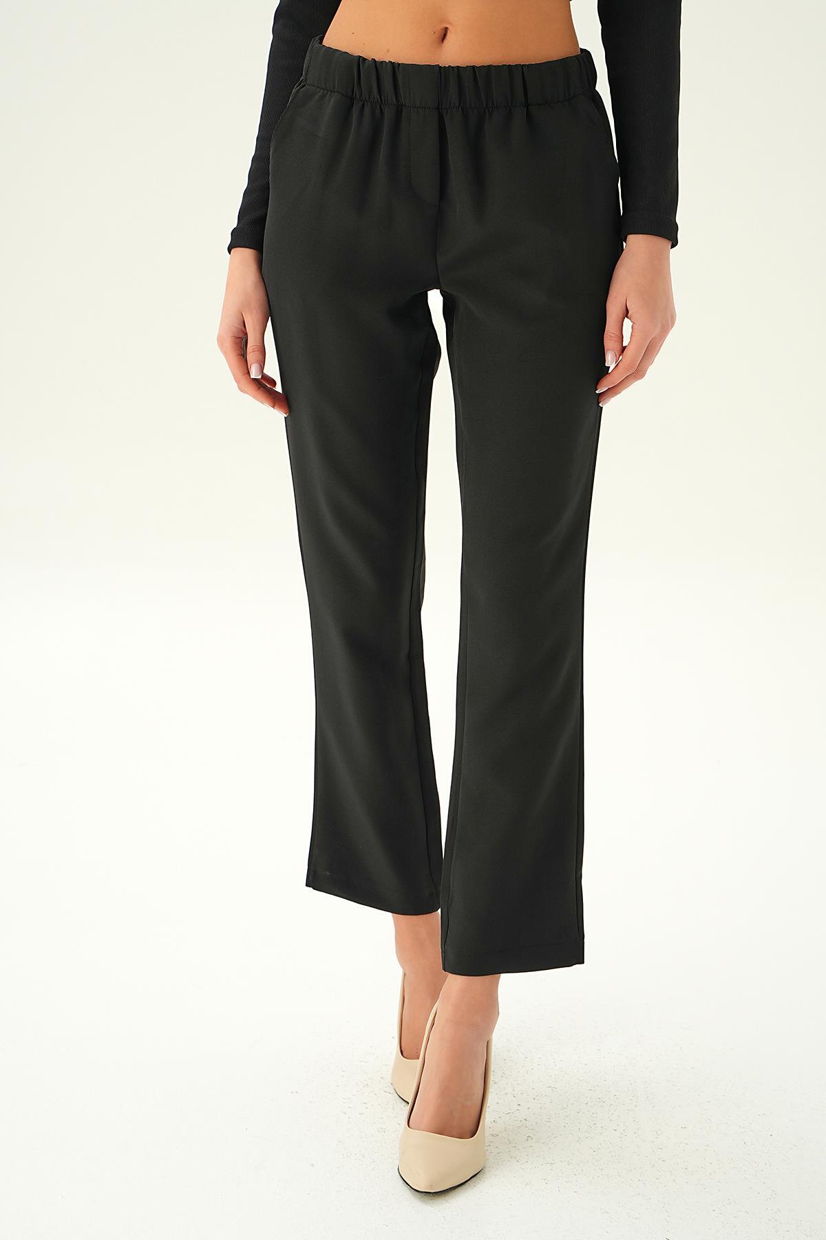 Siyah Bel Lastik Cepli Pantolon 6315A - 3