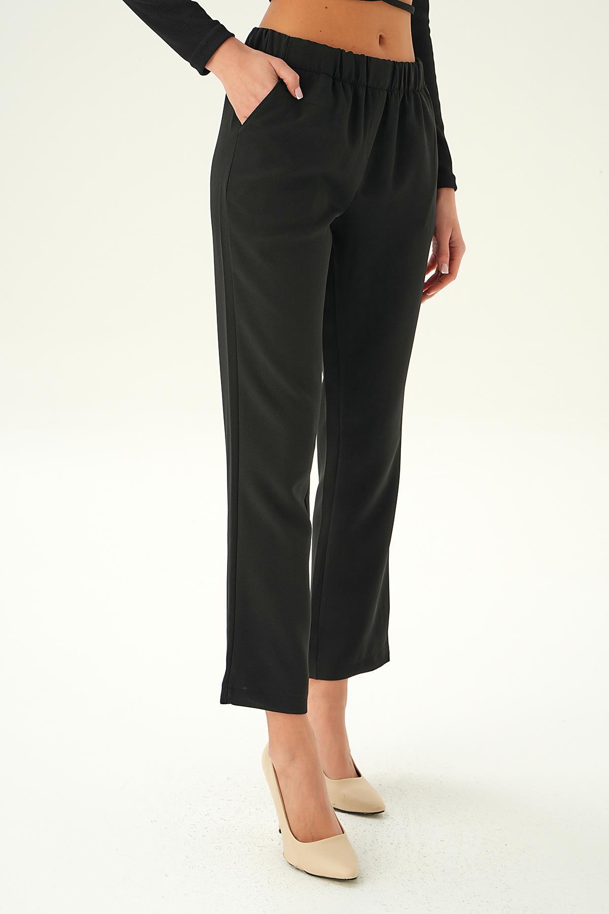 Siyah Bel Lastik Cepli Pantolon 6315A - 4