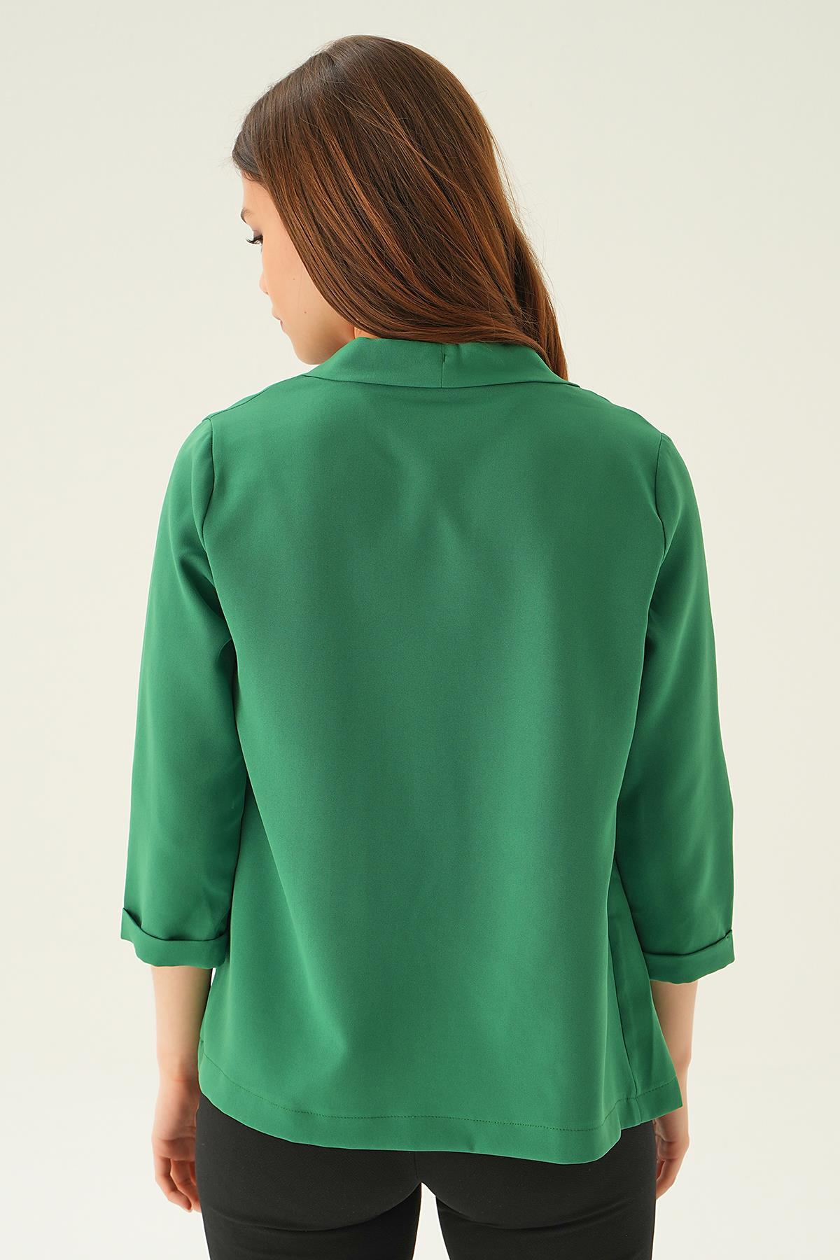 Benetton Yeşili Kol Katlamalı Ceket 6382-1 - 5