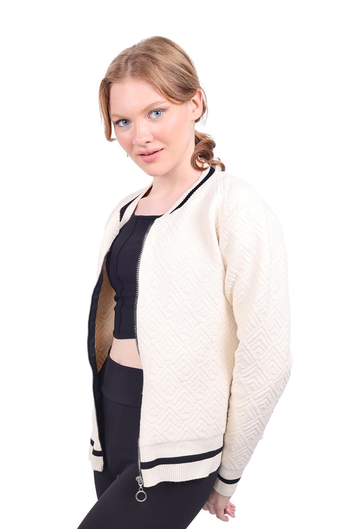 Taş Fermuarlı Triko Kolej Hırka 6386 - 3