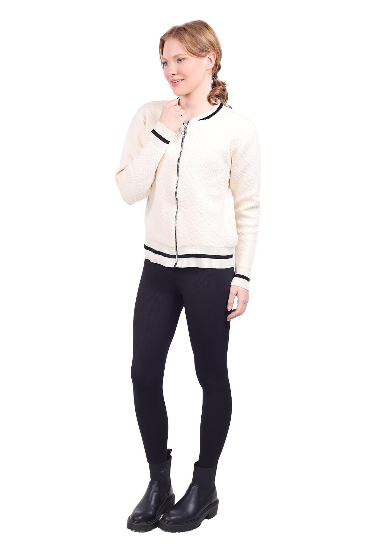 Taş Fermuarlı Triko Kolej Hırka 6386 - 8