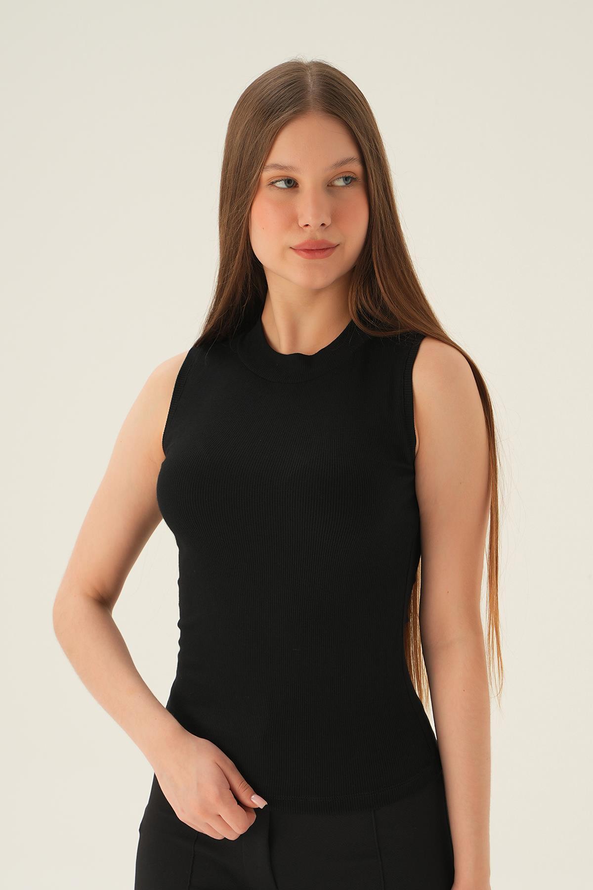 Siyah Bisiklet Yaka Uzun Atlet 639 - 2