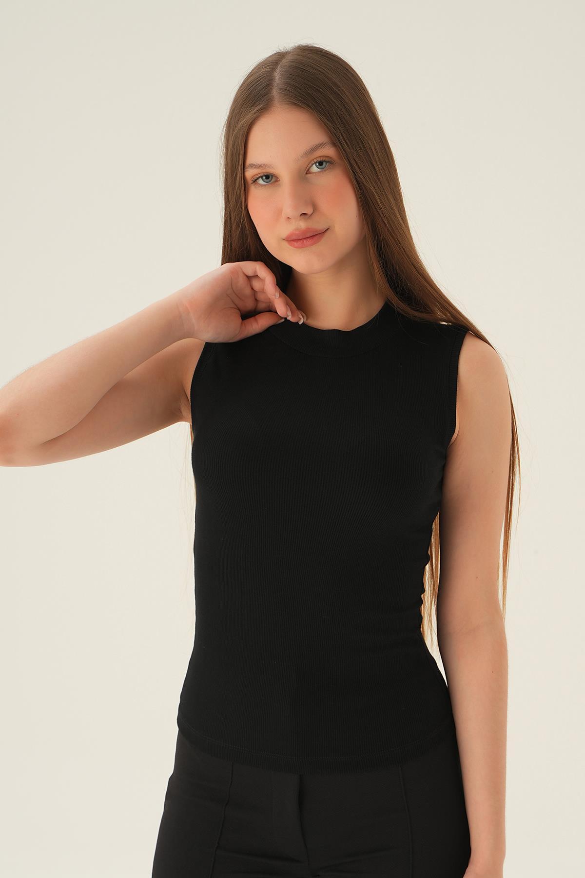 Siyah Bisiklet Yaka Uzun Atlet 639 - 3