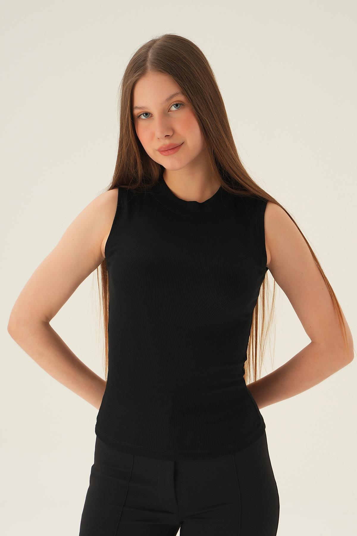 Siyah Bisiklet Yaka Uzun Atlet 639 - 4