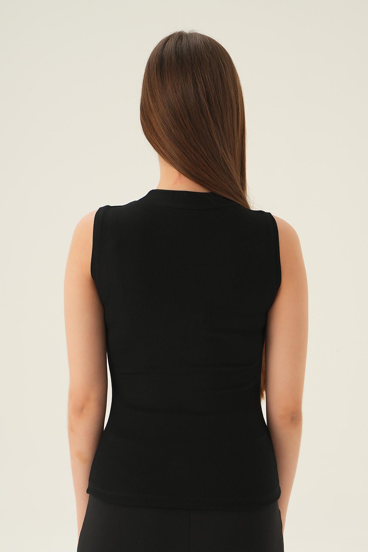 Siyah Bisiklet Yaka Uzun Atlet 639 - 5