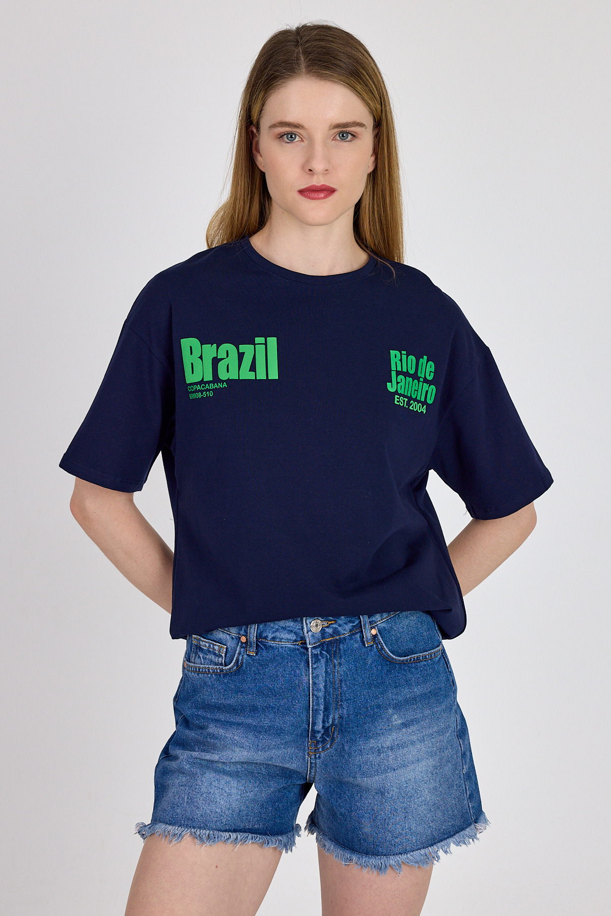 6403 Brazil Yazı Baskılı Tişört Laci - 1