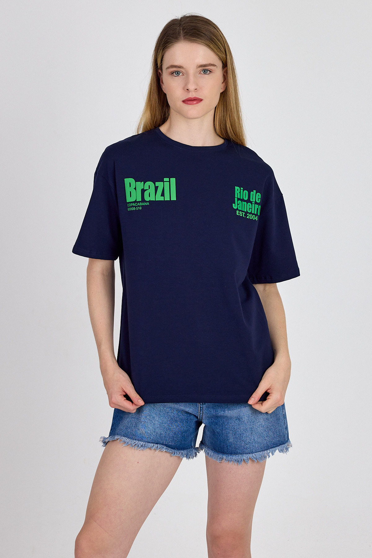 6403 Brazil Yazı Baskılı Tişört Laci - 2