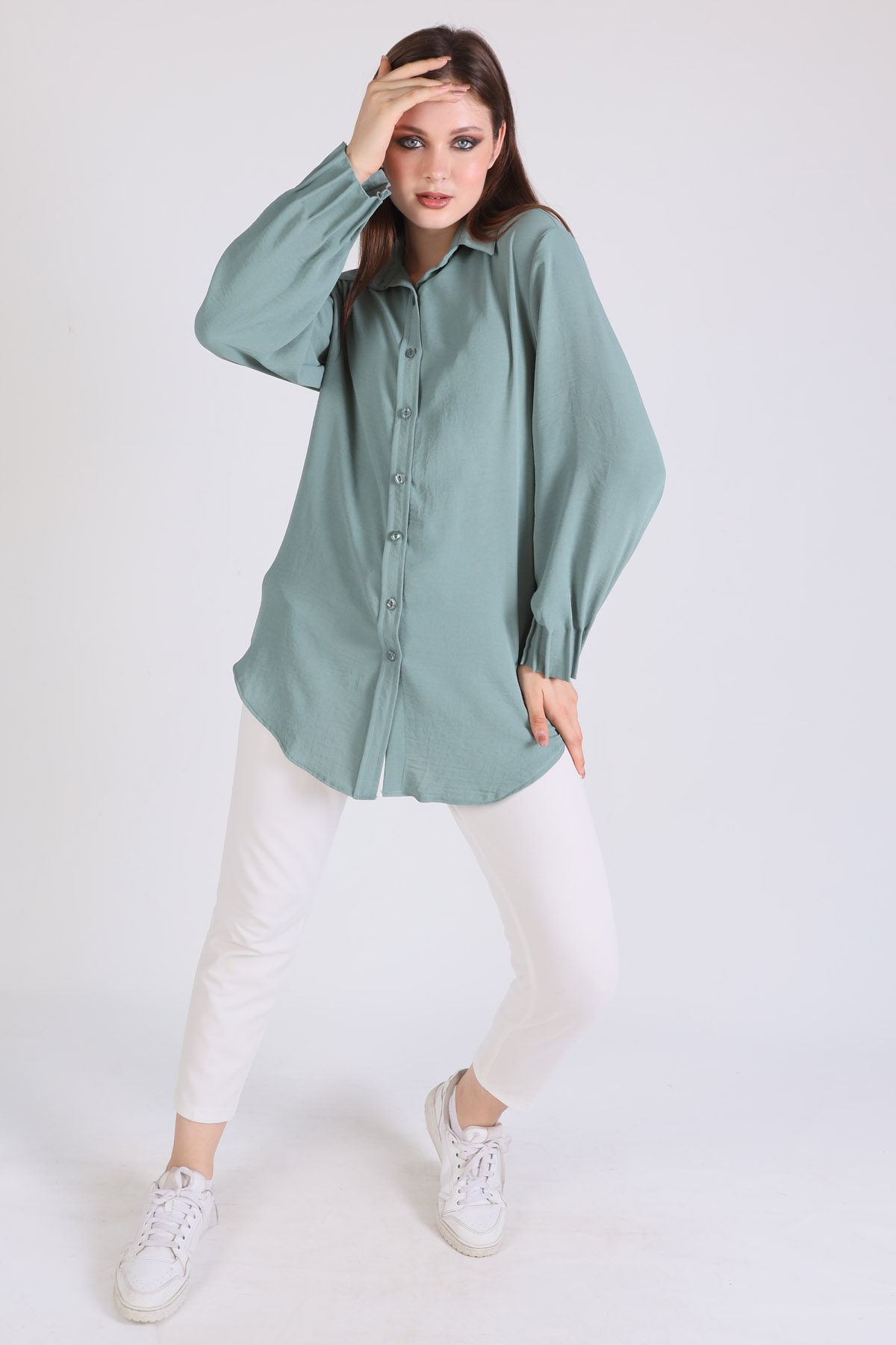 Çağla Kol Drape Detay Gömlek 6454A - 2