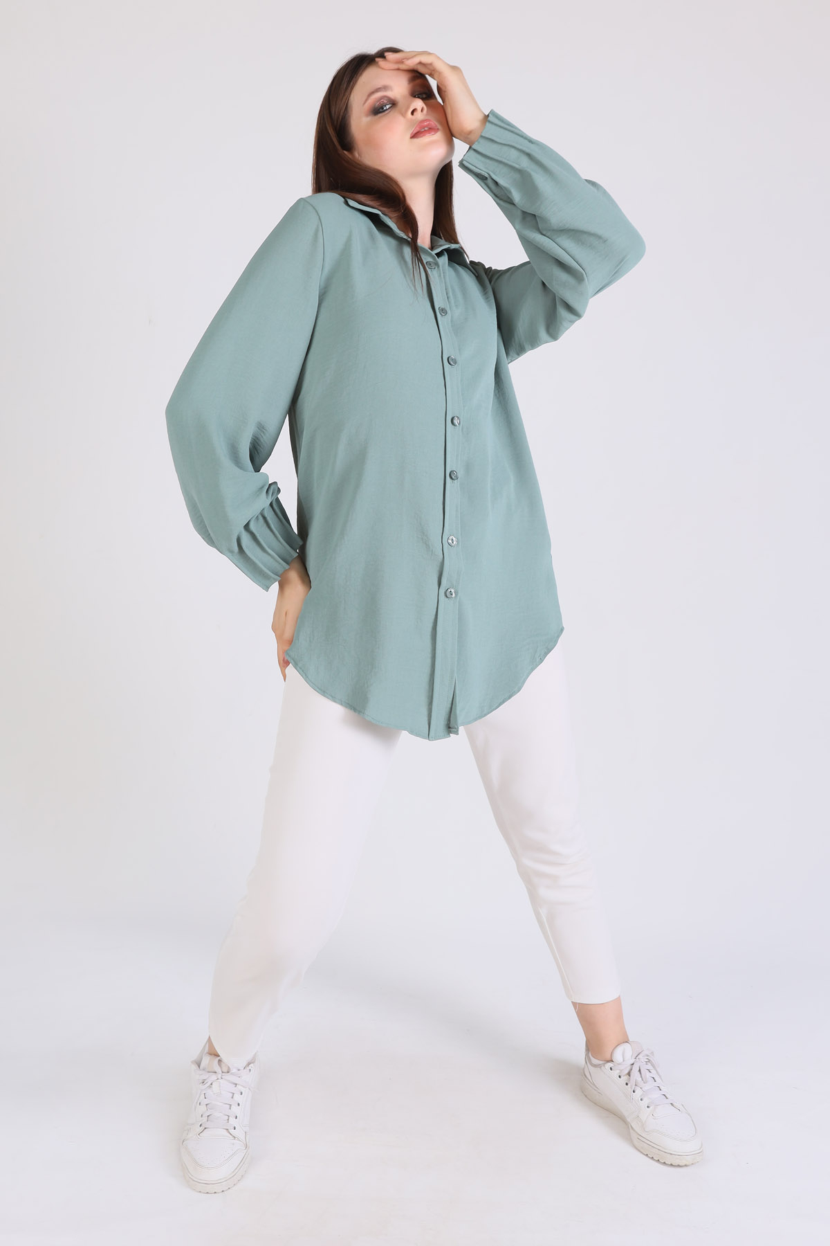 Çağla Kol Drape Detay Gömlek 6454A - 3