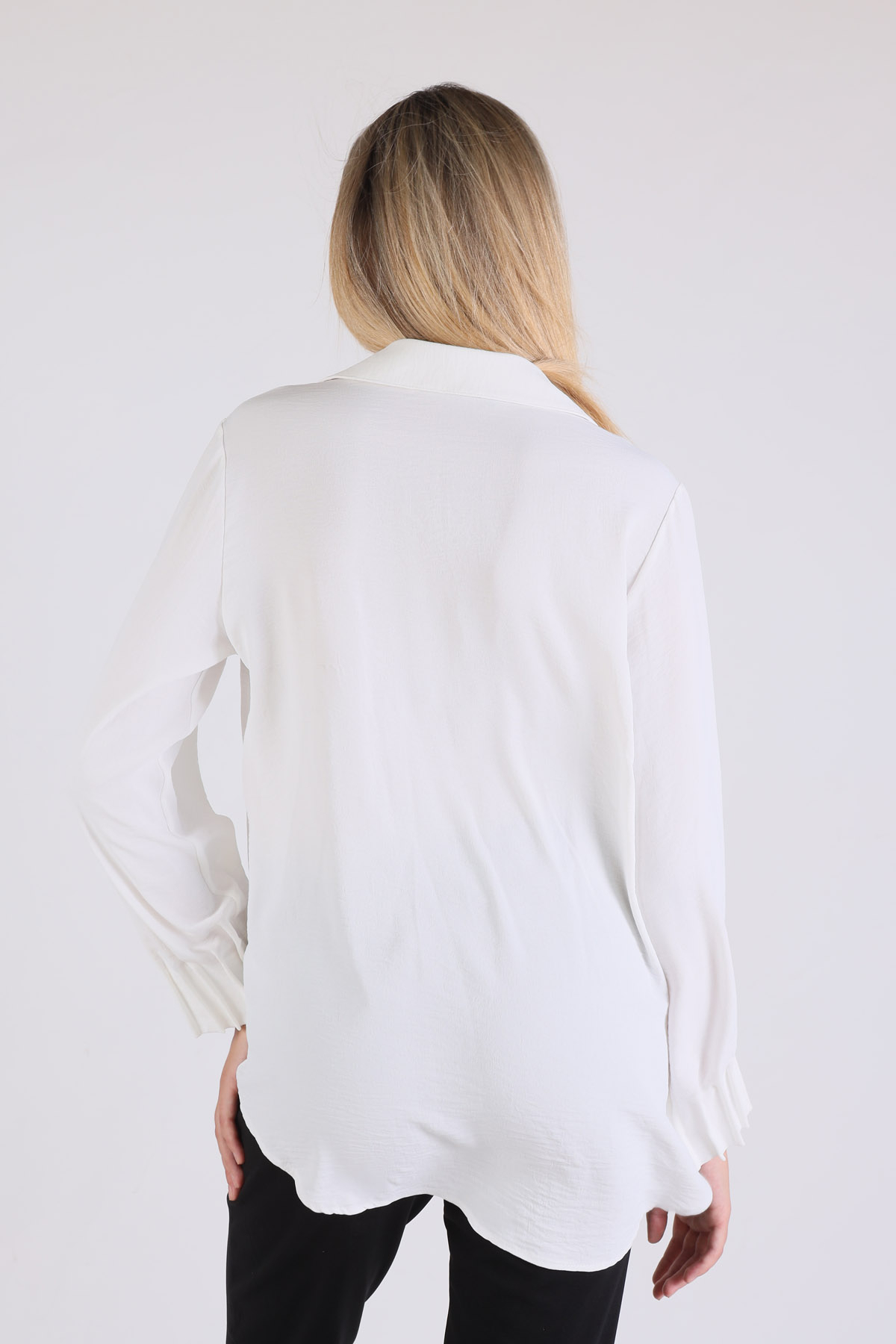 Ekru Kol Drape Detay Gömlek 6454A - 6