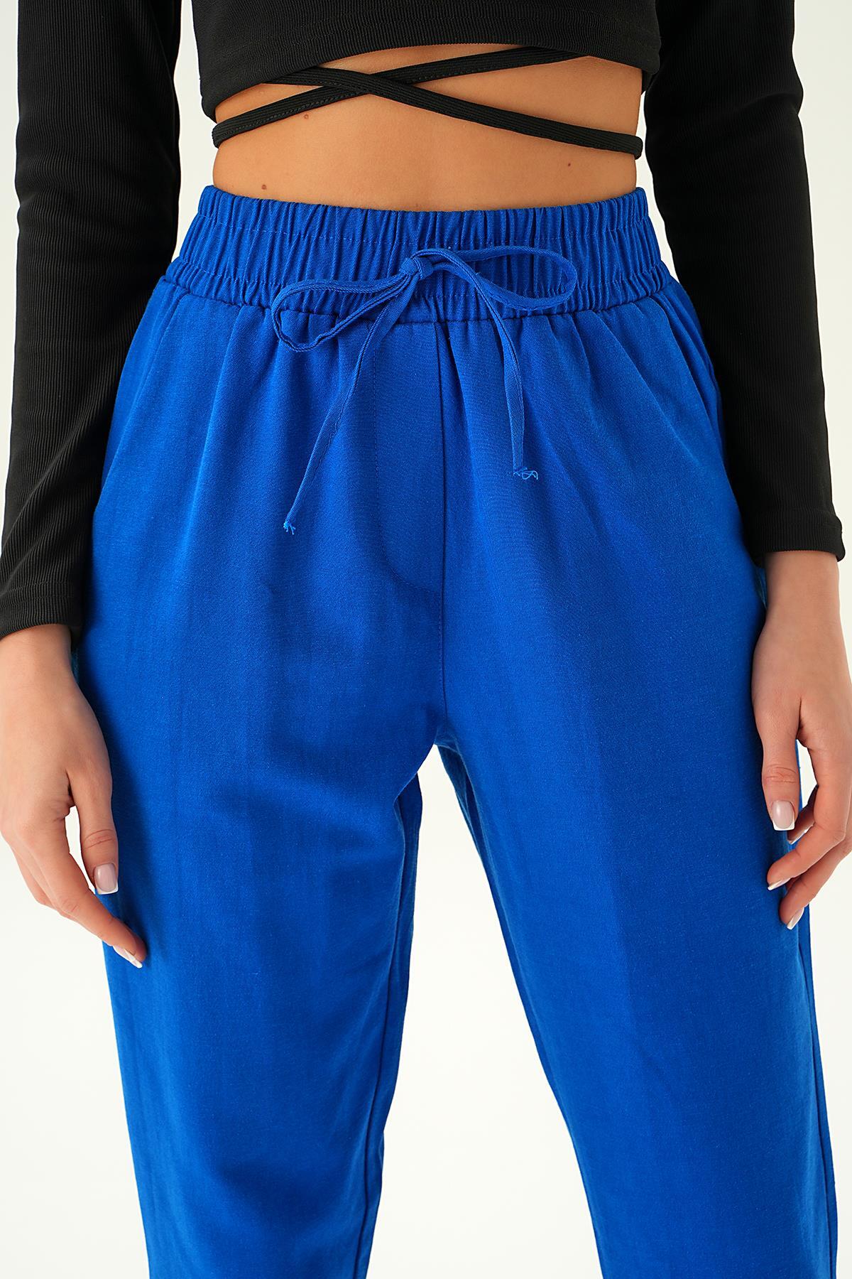 Saks Bel Bağcıklı Paça Püskül Pantolon 6521A - 5