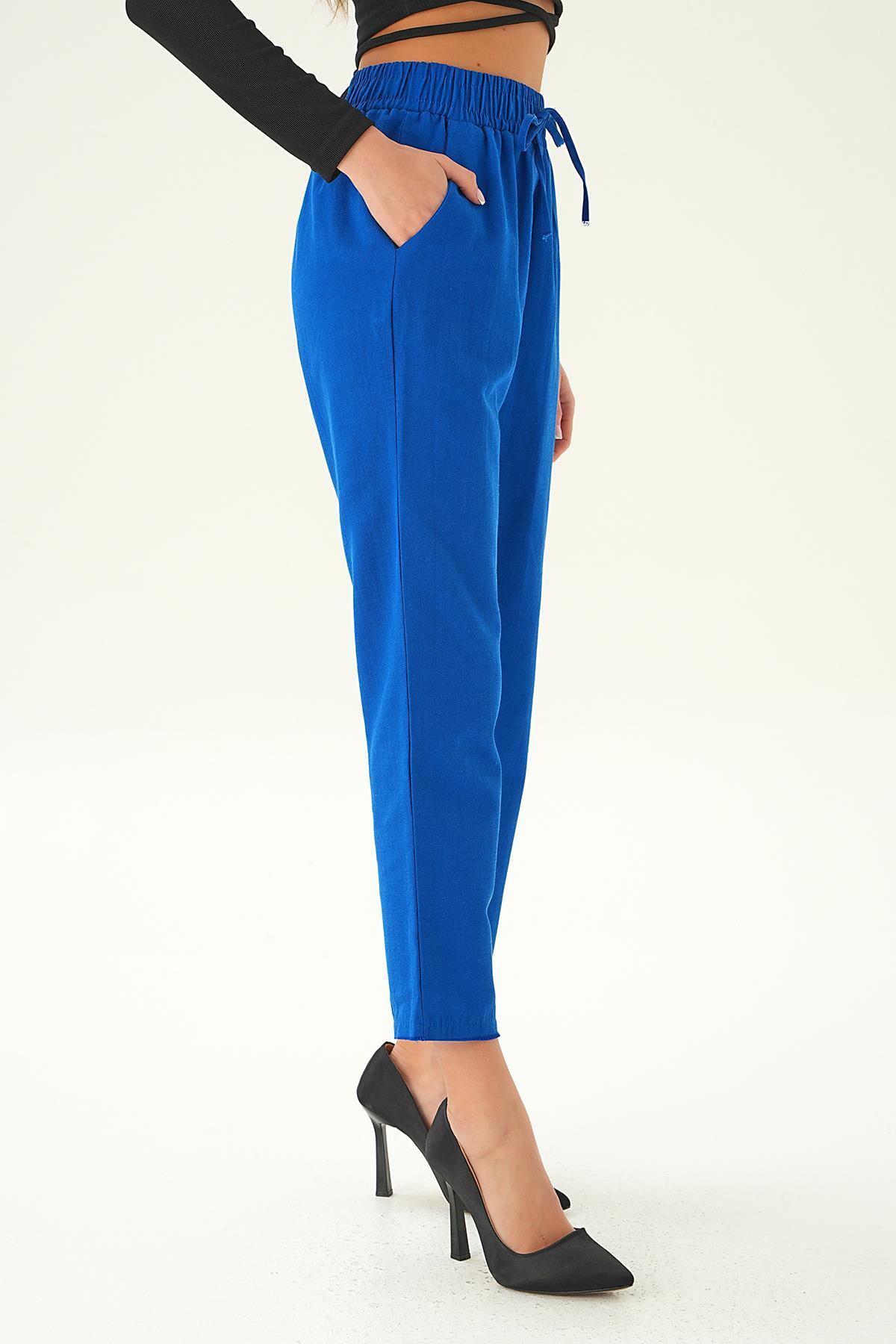 Saks Bel Bağcıklı Paça Püskül Pantolon 6521A - 3