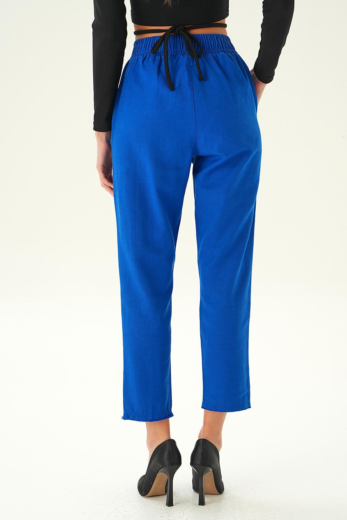 Saks Bel Bağcıklı Paça Püskül Pantolon 6521A - 4