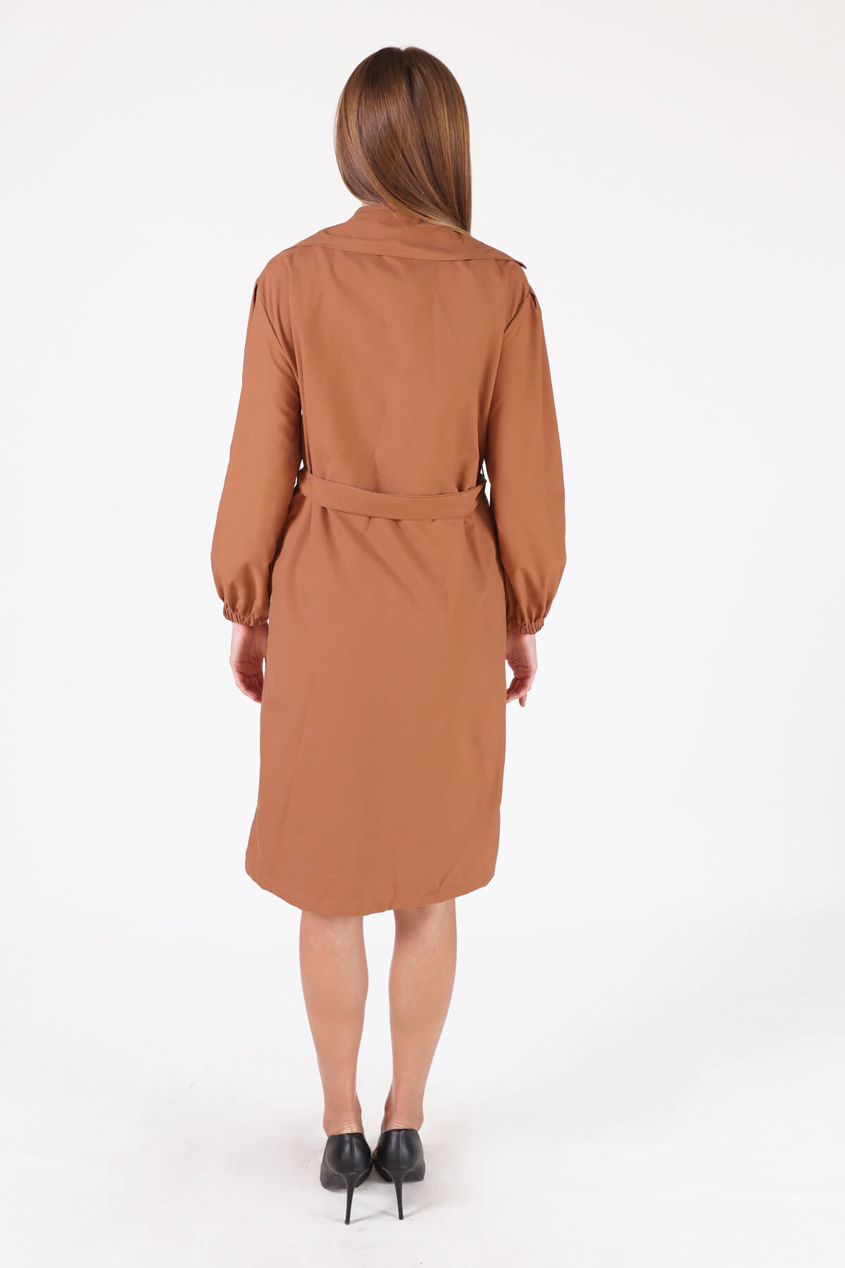 Kahve Balon Kol Trençkot 6528-1 - 6