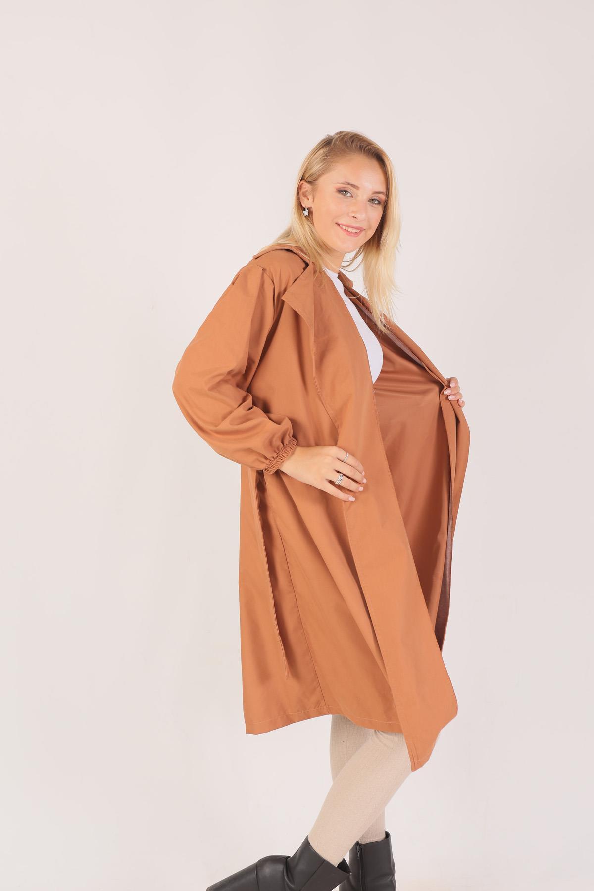 6528-1 Balon Kol Trençkot Taba - 3