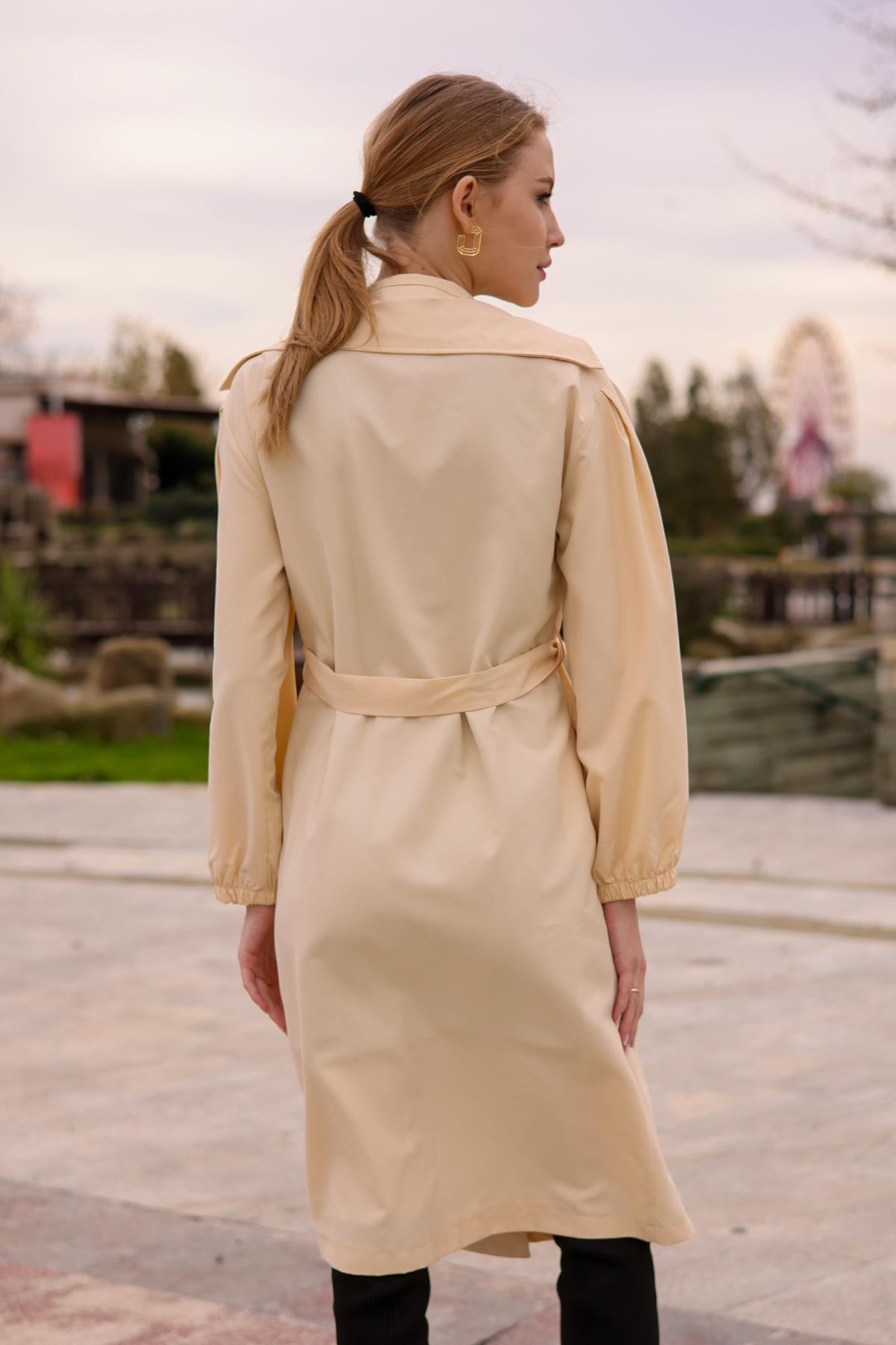 Taş Balon Kol Trençkot 6528-1 - 6