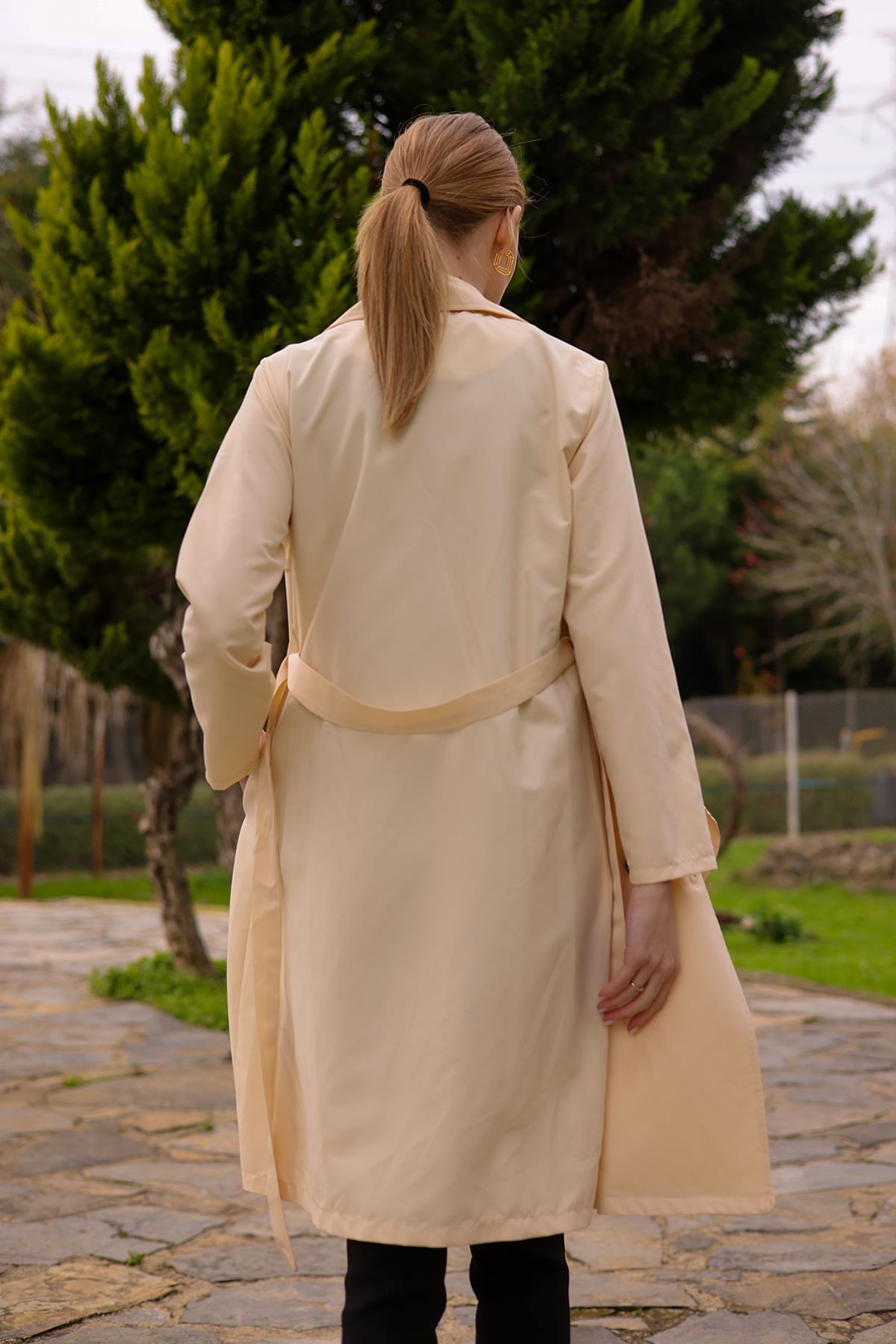 Taş Parçalı Düğmeli Trençkot 6531-1 - 6