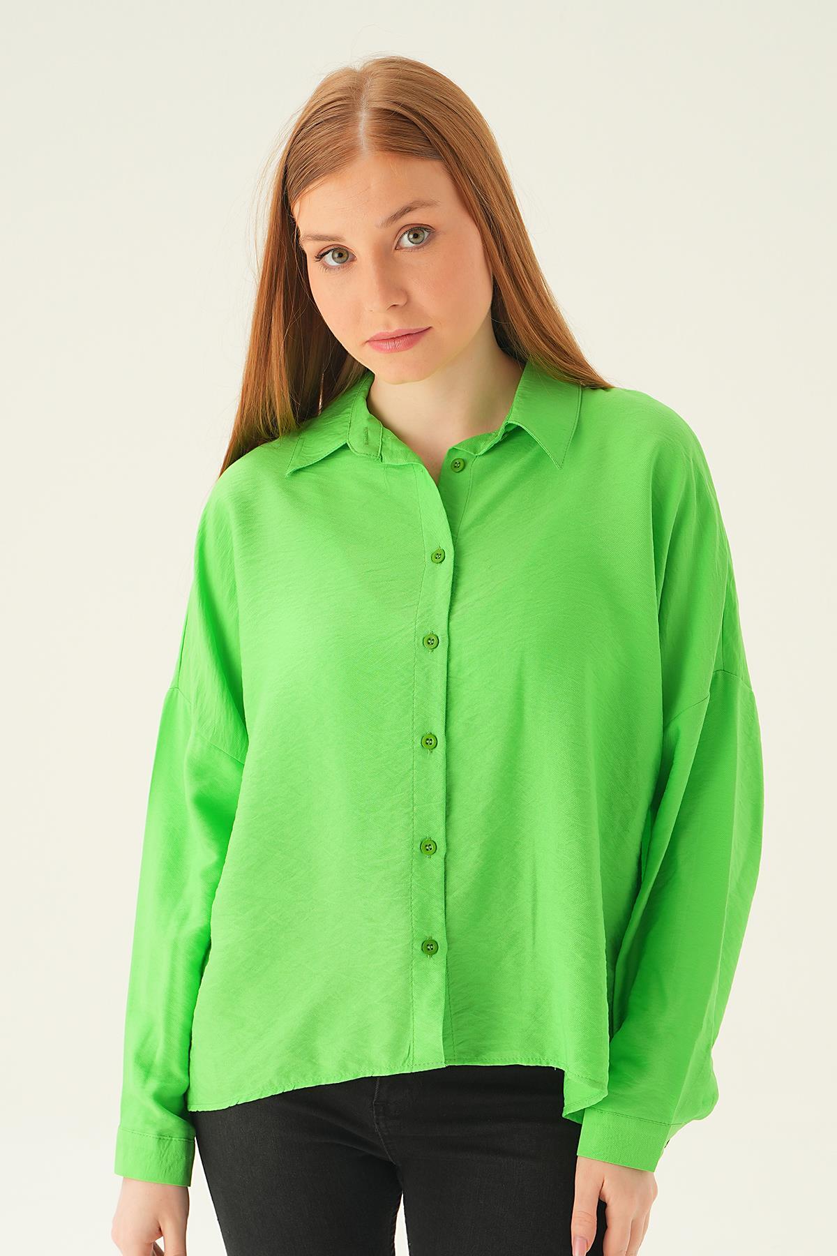 6557-1 Tek Cep Gömlek Benetton Yeşili 