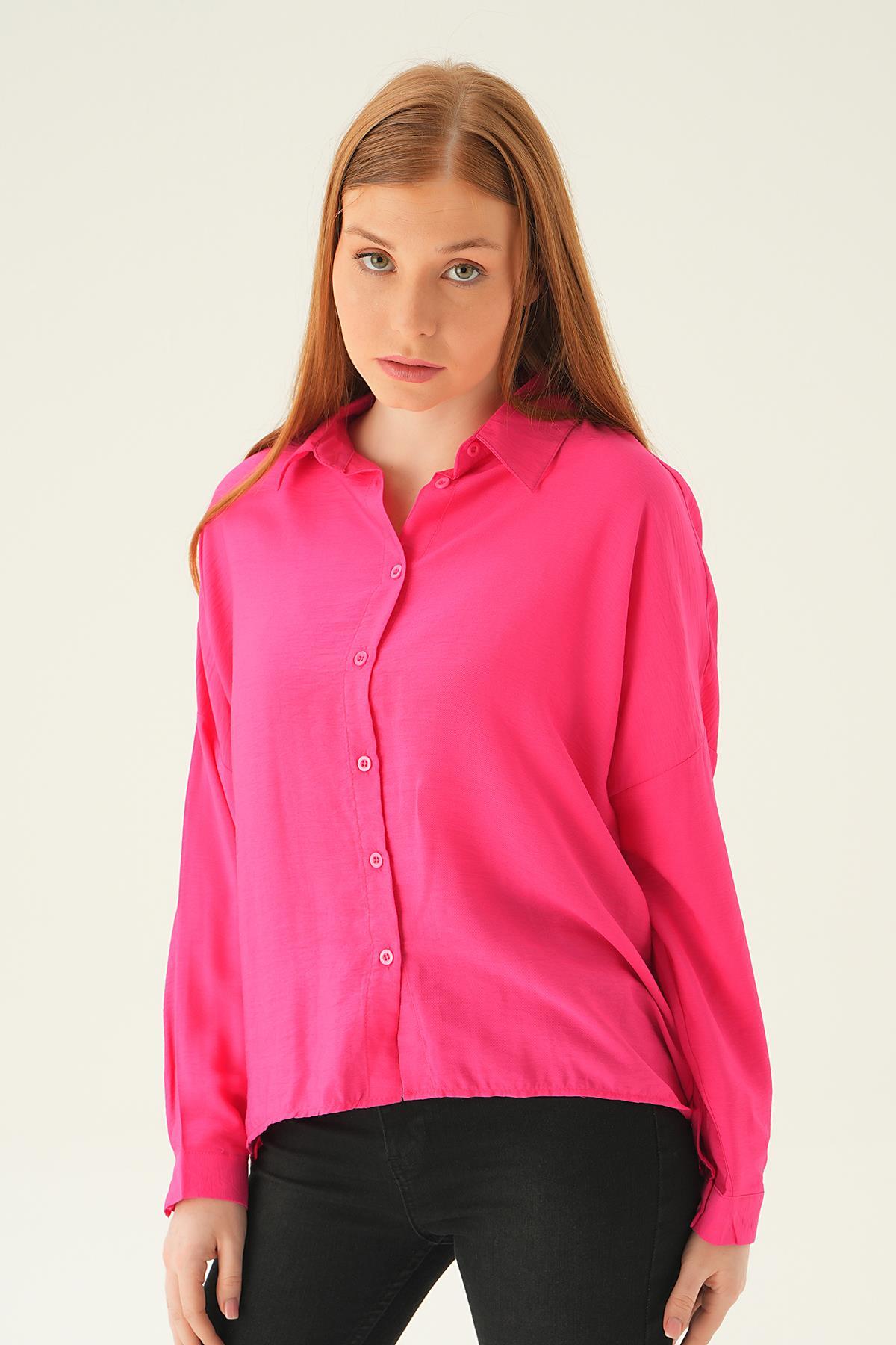 Fuşya Oversize Gömlek 6557-1 - 3