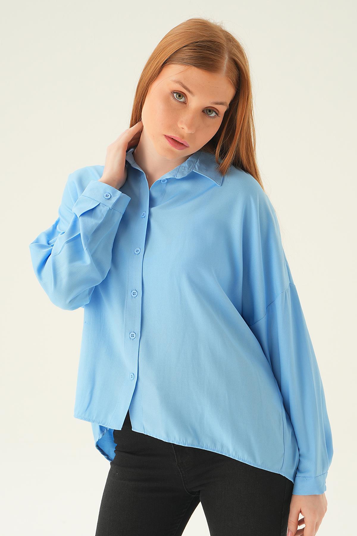 6557-1 Tek Cep Gömlek Mavi - 5