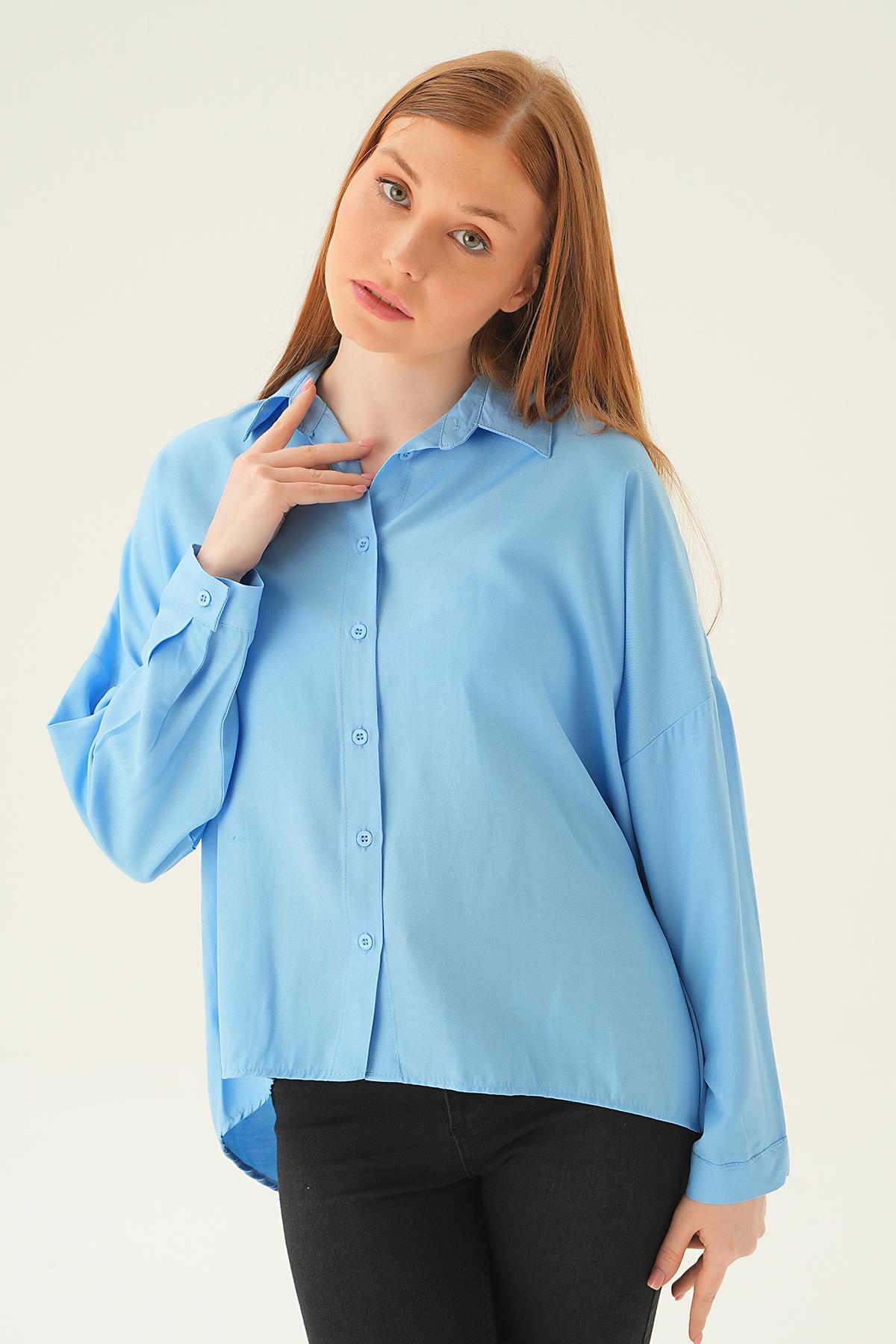 6557-1 Tek Cep Gömlek Mavi - 3