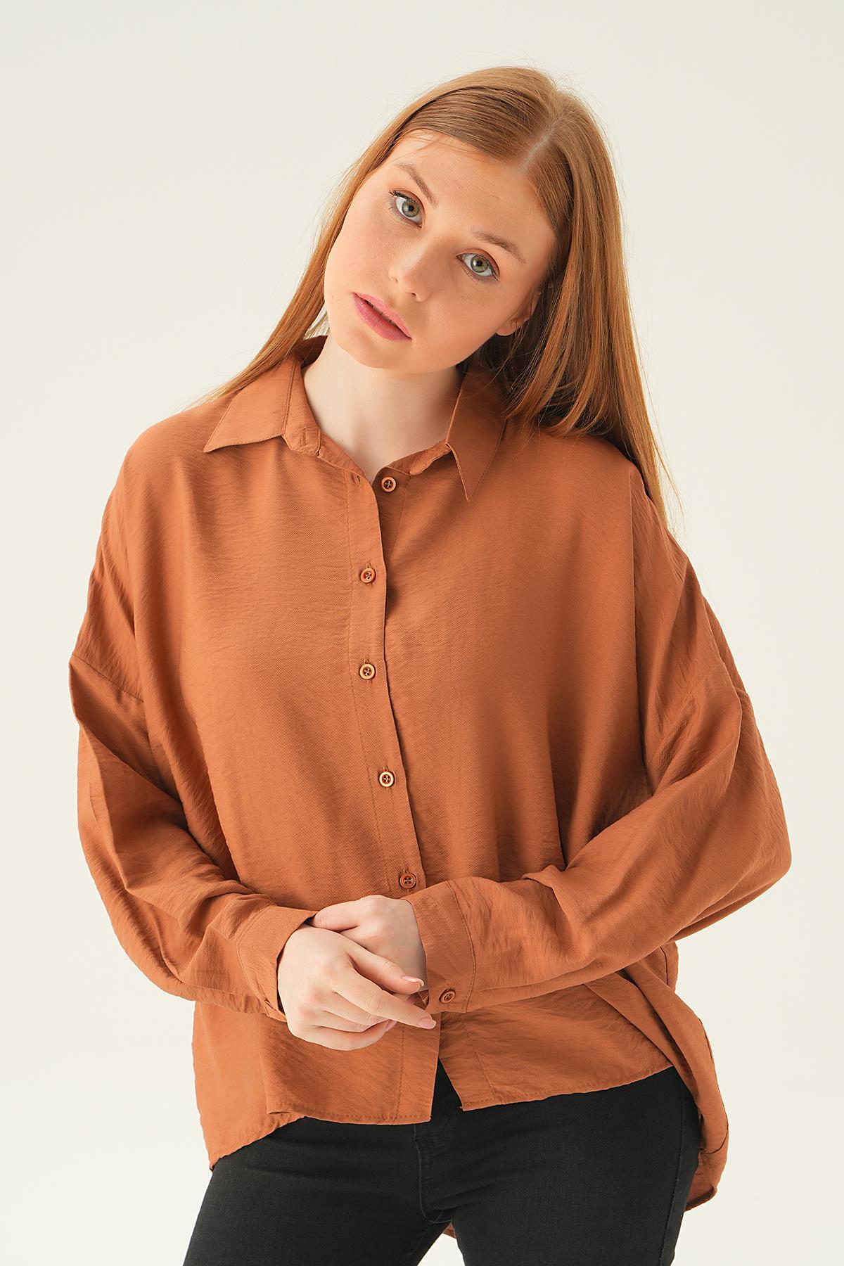 6557-1 Tek Cep Gömlek Taba - 2