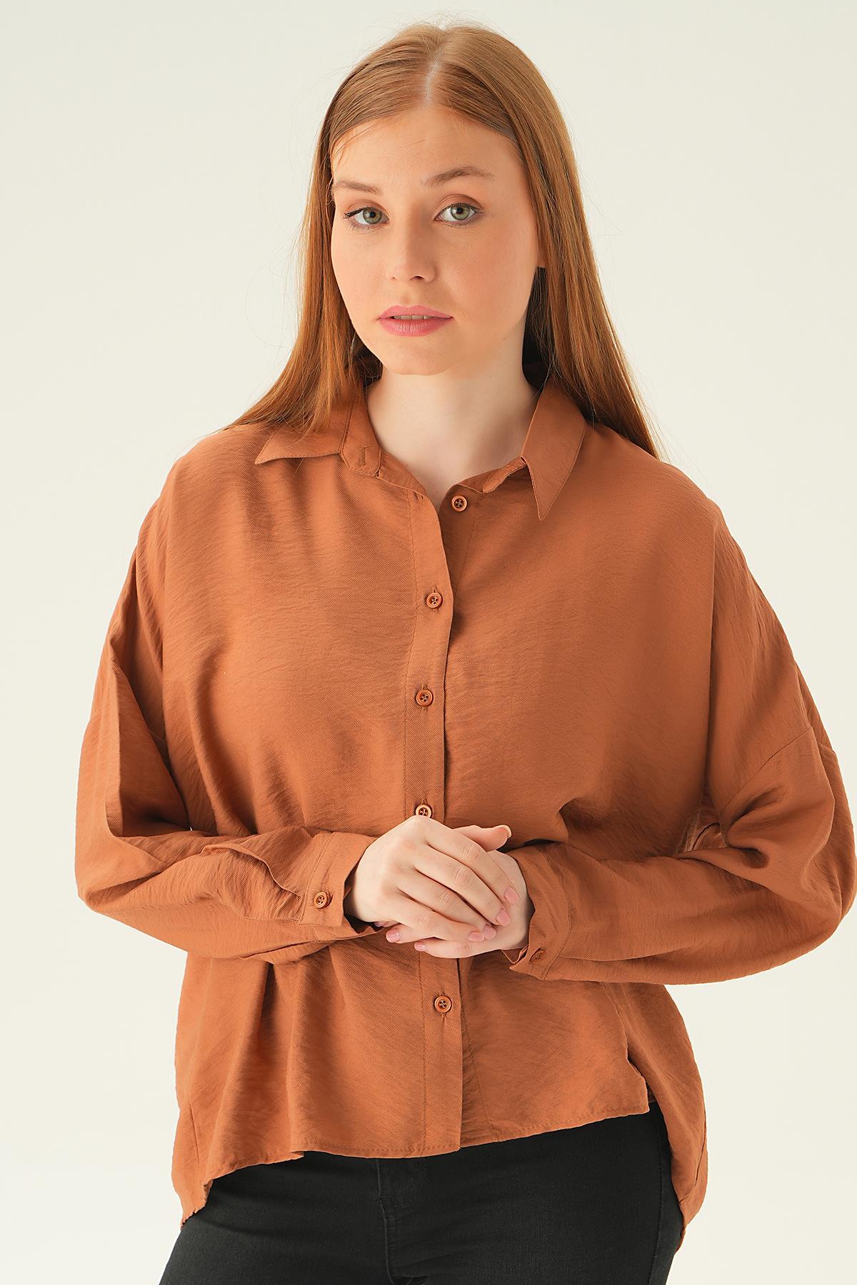 6557-1 Tek Cep Gömlek Taba - 4