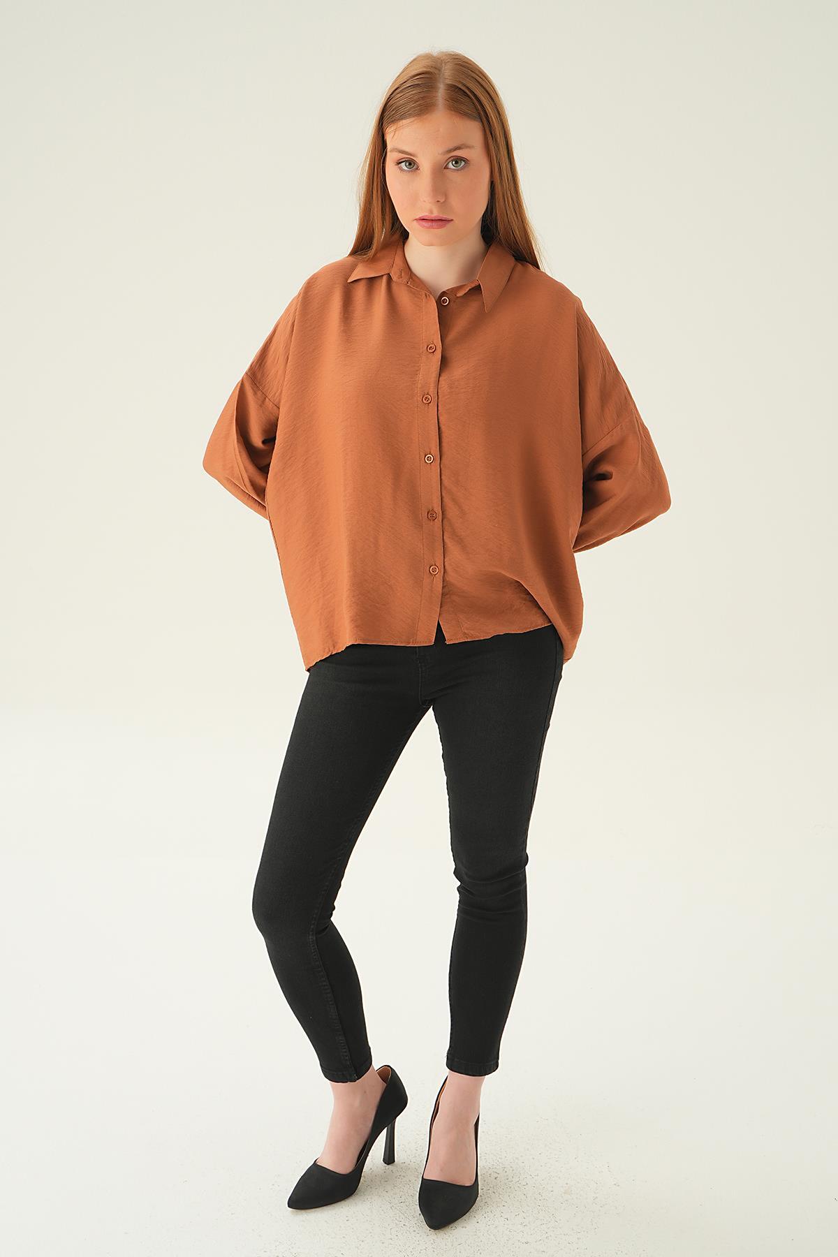 Taba Oversize Gömlek 6557-1 - 1