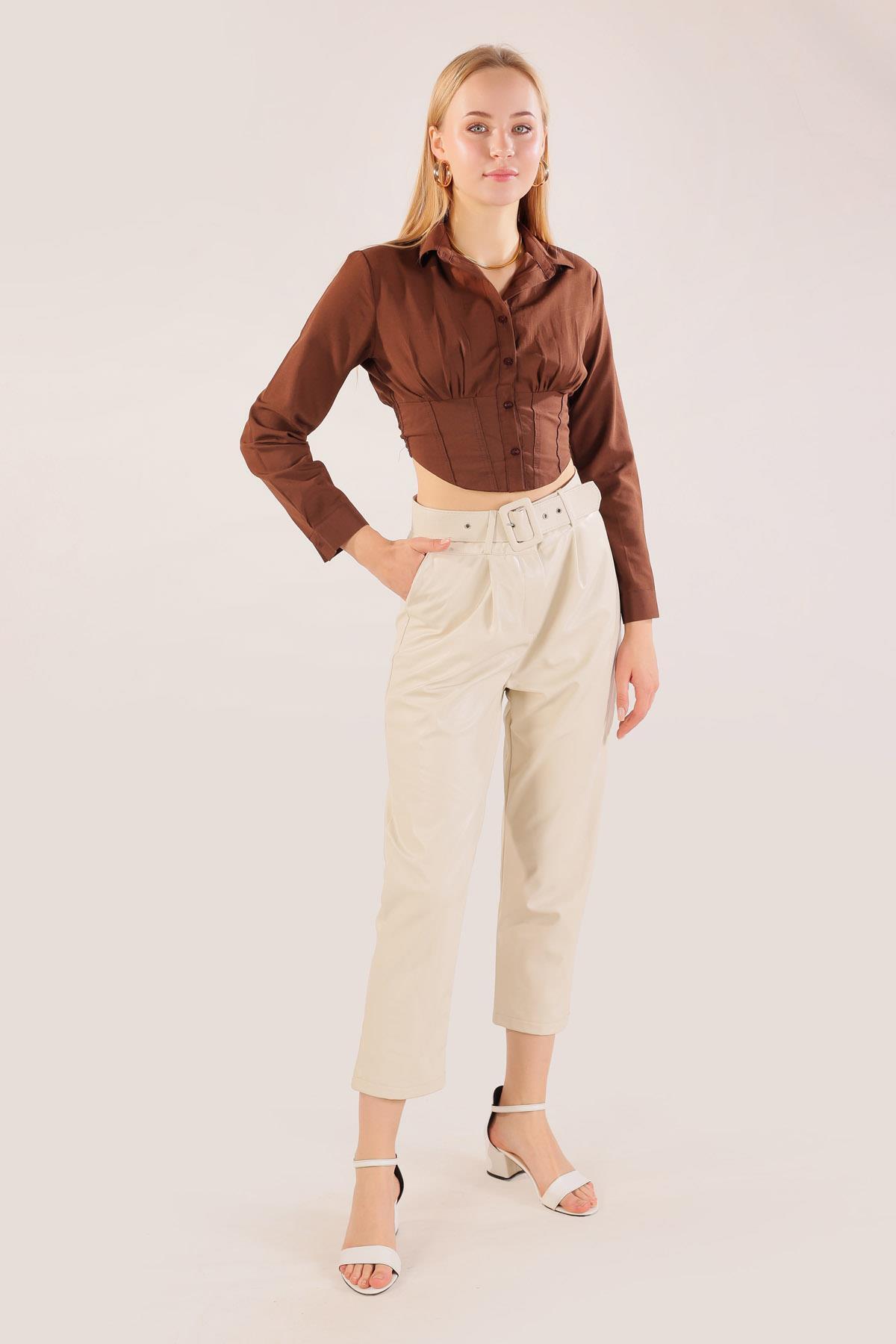 6617A Balenli Gömlek Kahve - 2