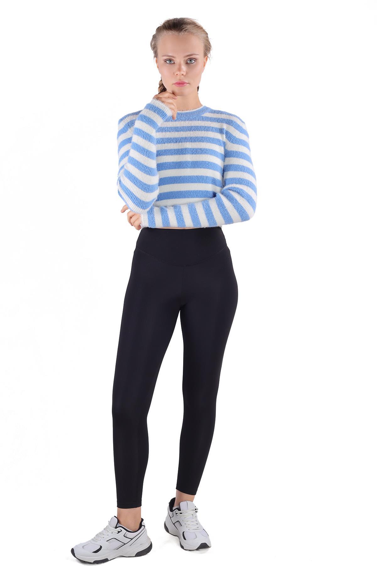 Mavi Çizgili Sakallı Yumoş Kazak 6618 - 3