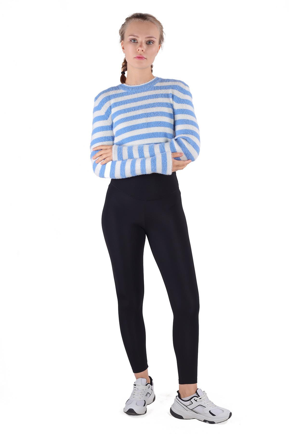 Mavi Çizgili Sakallı Yumoş Kazak 6618 - 8