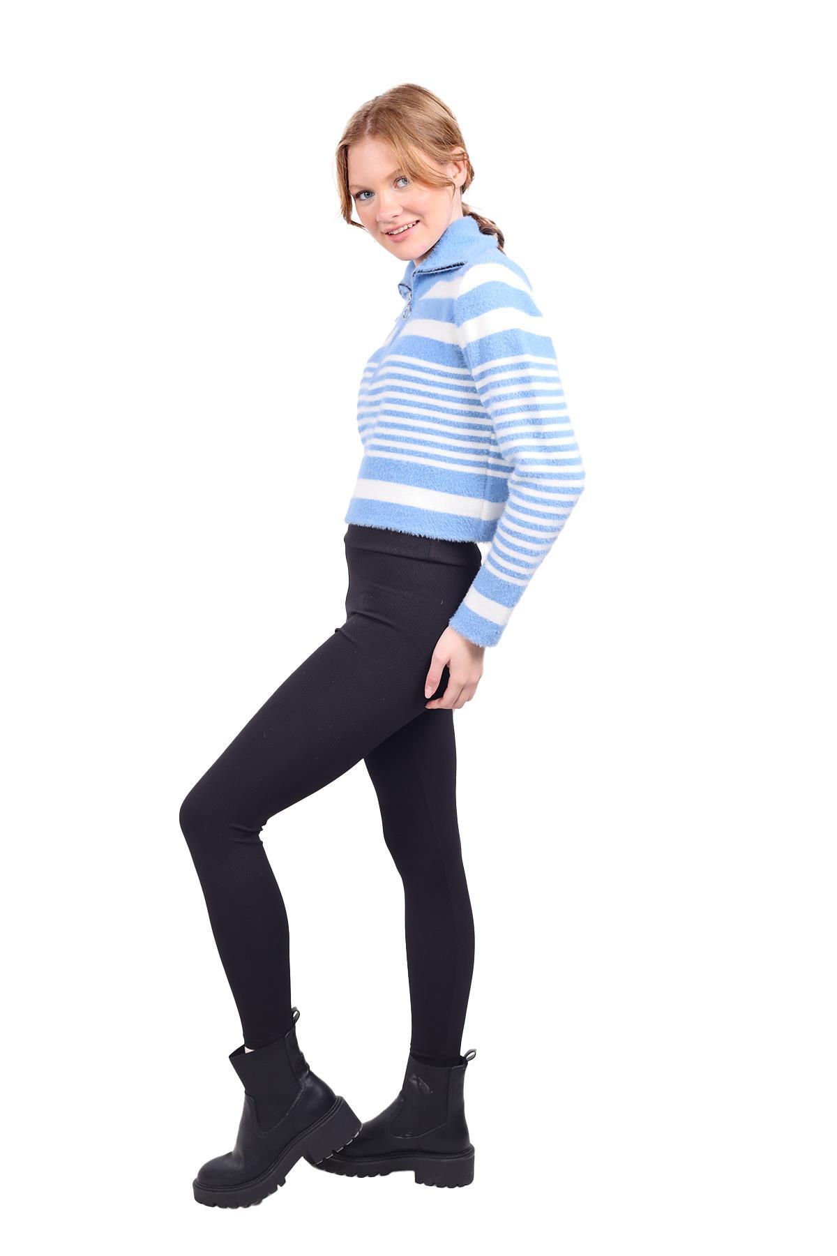 6619 Fermuar Detay Yumoş Kazak Bebe Mavi - RAYS