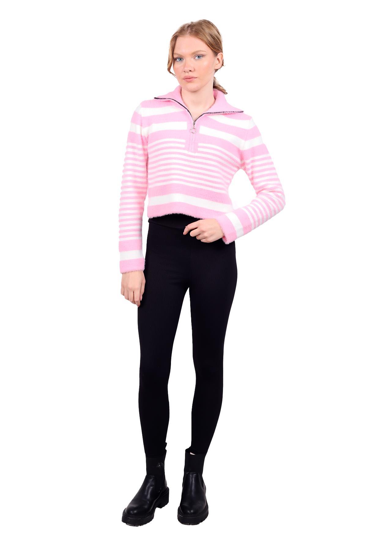 Fermuar Detay Yumoş Kazak 6619 Pembe - 8