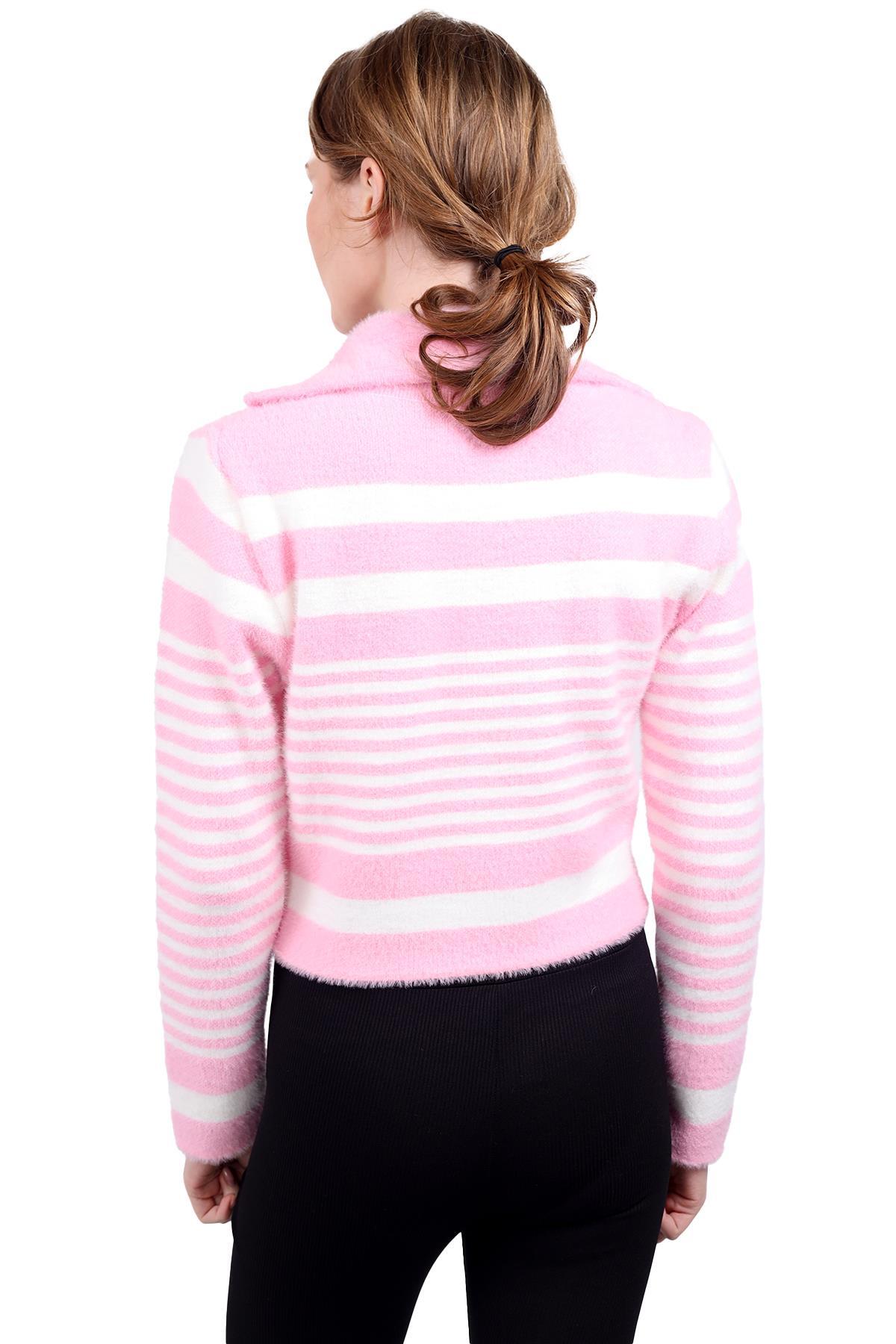 Pembe Fermuar Detay Yumoş Kazak 6619 - 6