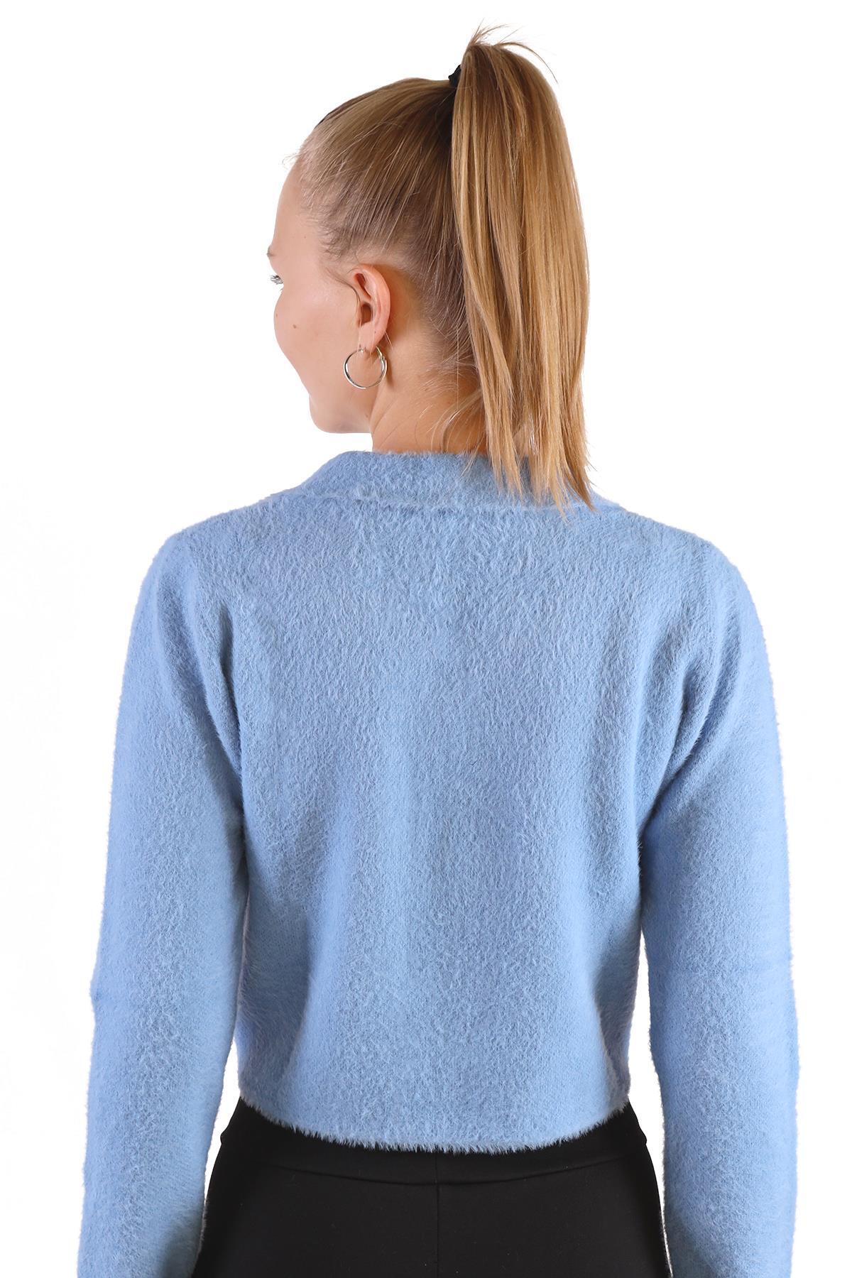 6621 Polo Yaka Yumoş Kazak Bebe Mavi - 5