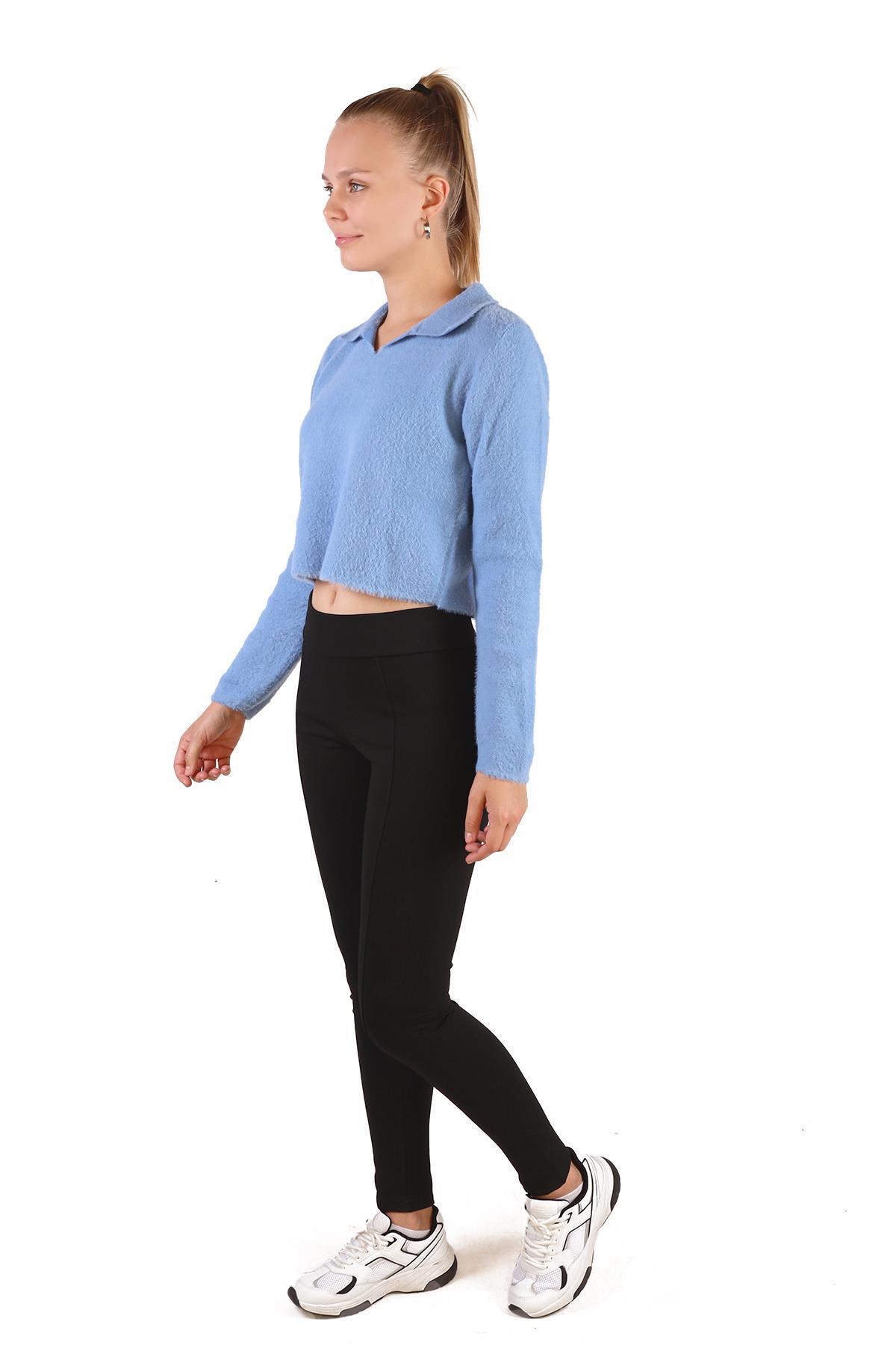 6621 Polo Yaka Yumoş Kazak Bebe Mavi - 7