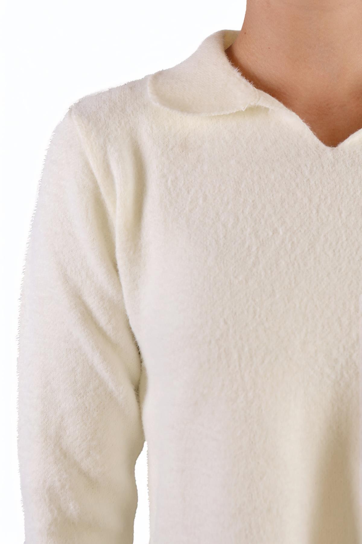 Ekru Polo Yaka Yumoş Kazak 6621 - 4