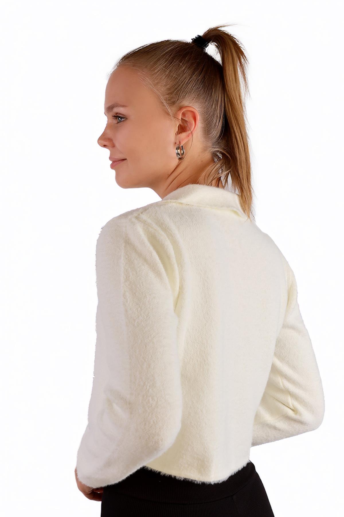 Ekru Polo Yaka Yumoş Kazak 6621 - 5