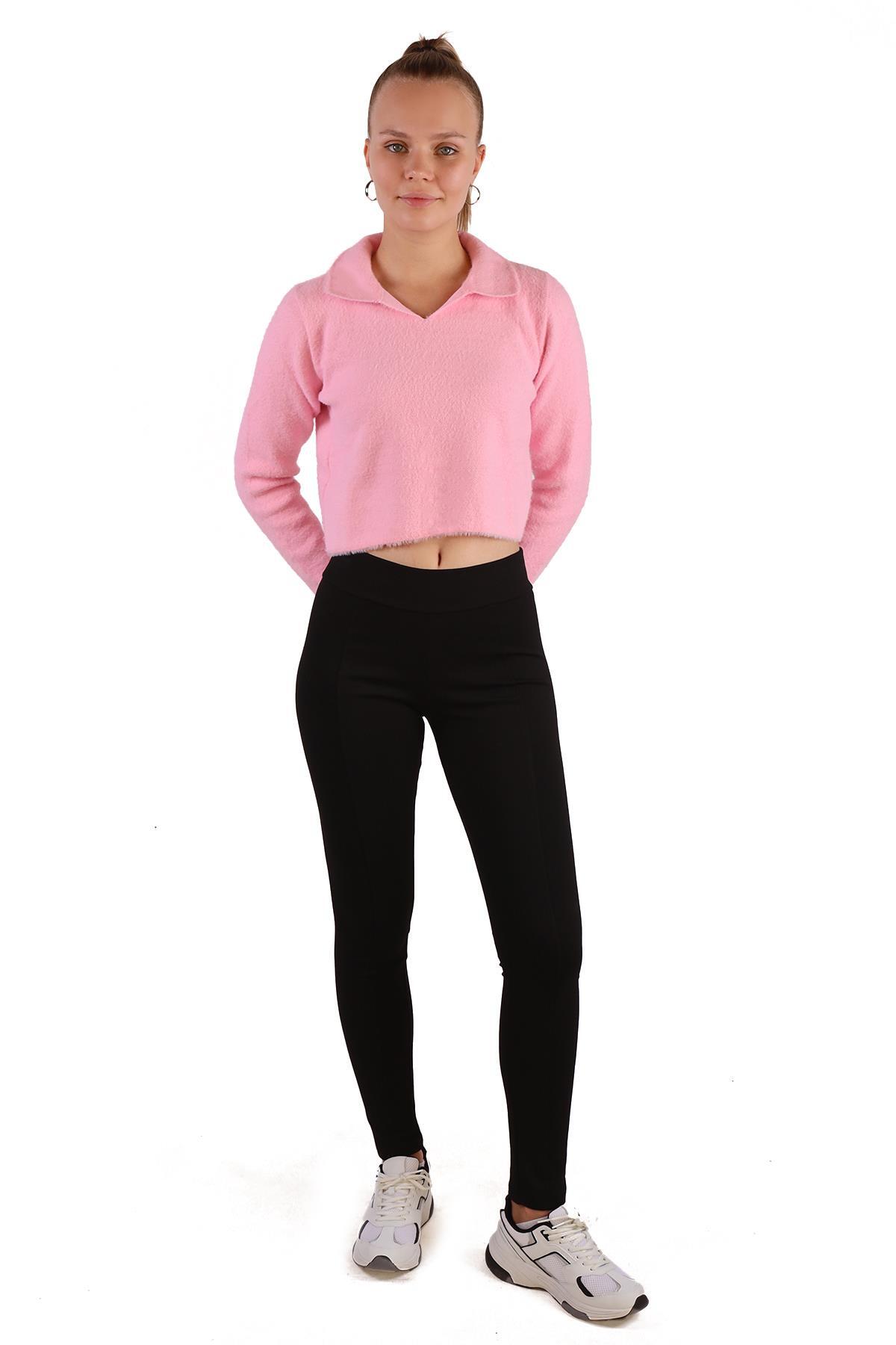 Polo Yaka Yumoş Kazak 6621 Pembe - 7
