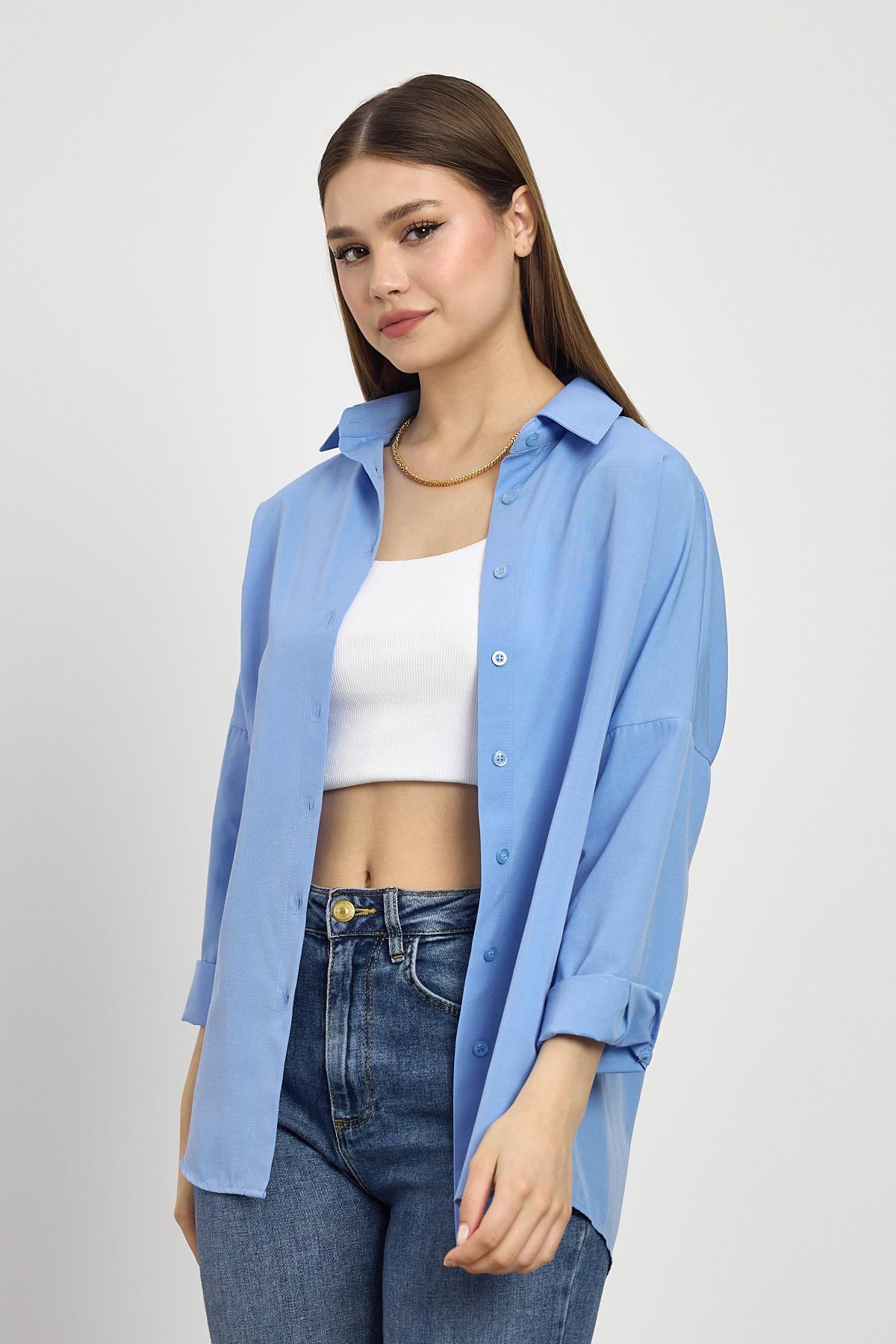 Mavi Relaxed Fit Rahat Kesim Basic Gömlek - 6621A - 2