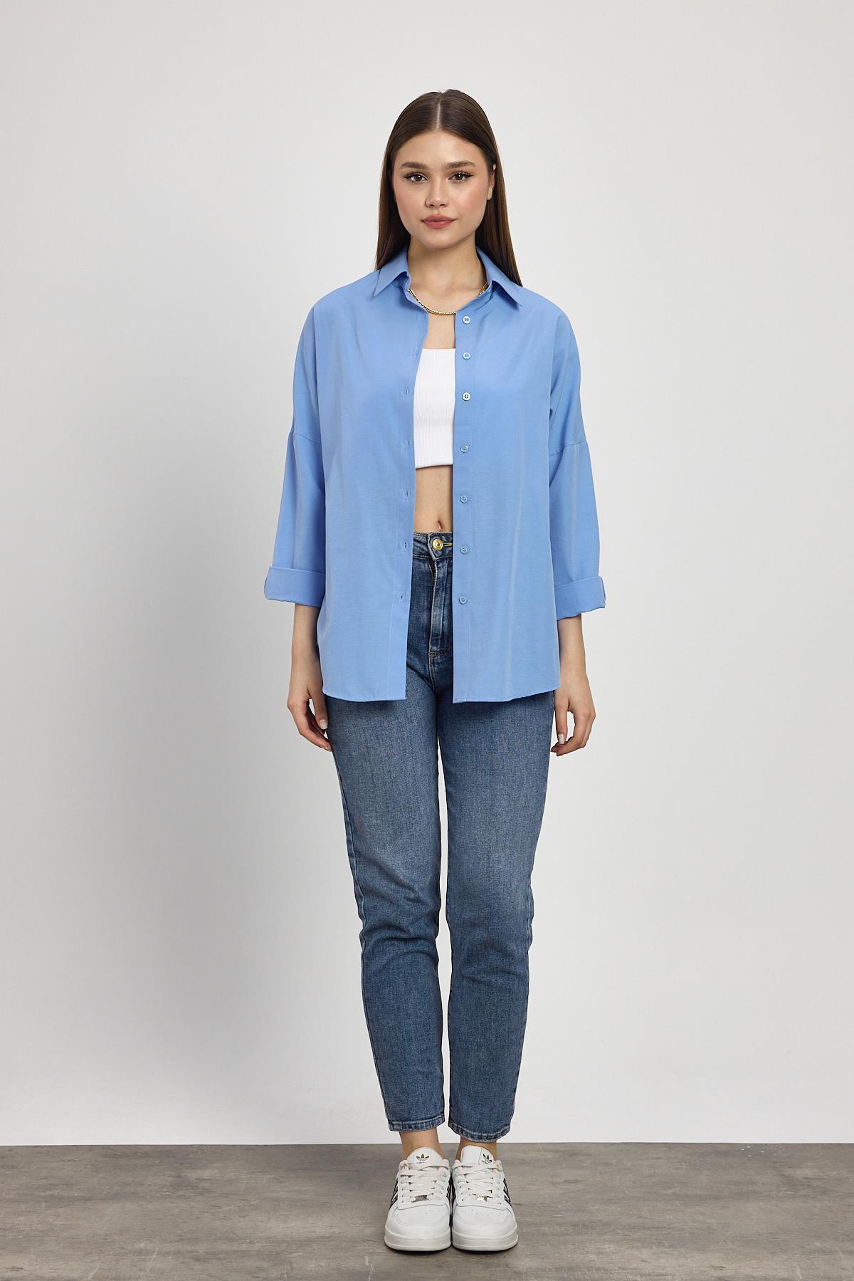 Mavi Relaxed Fit Rahat Kesim Basic Gömlek - 6621A - 3