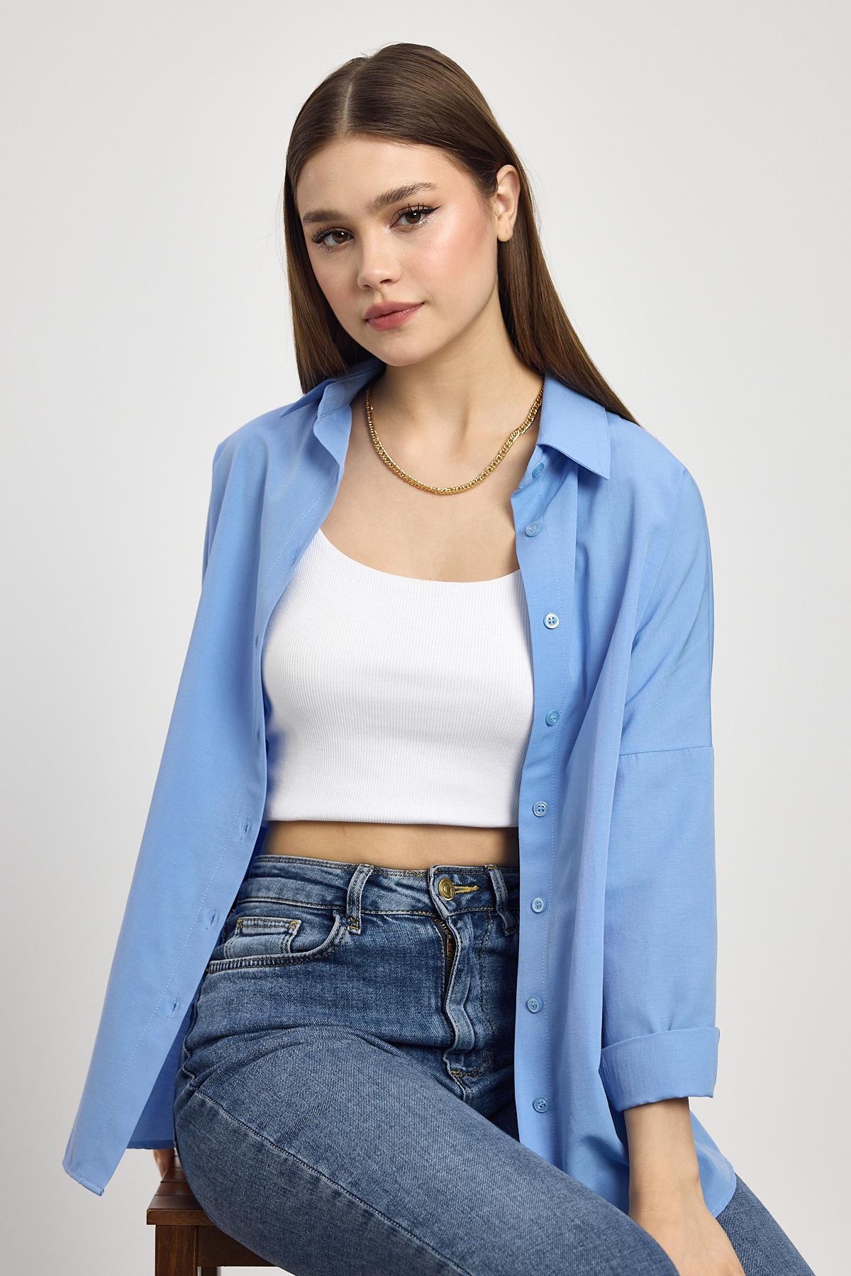 Mavi Relaxed Fit Rahat Kesim Basic Gömlek - 6621A - 4