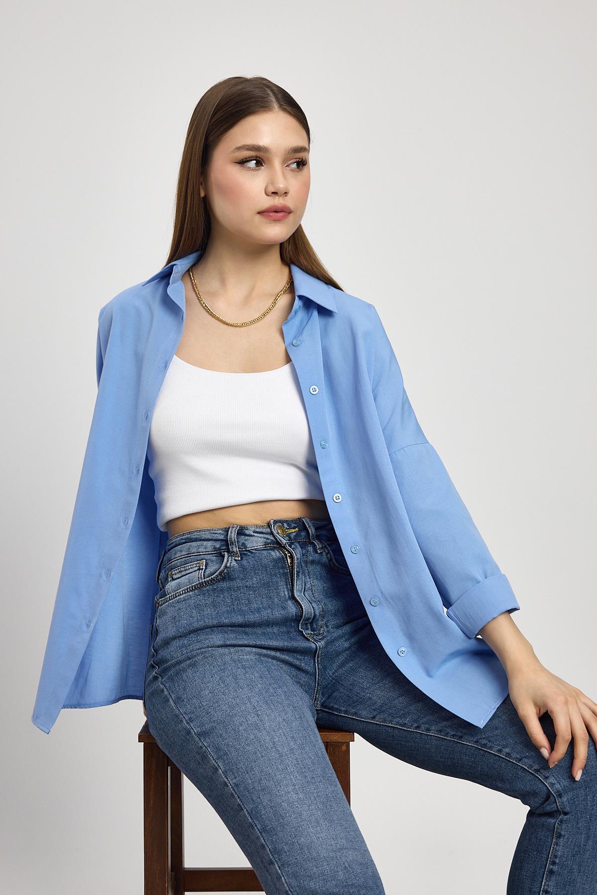 Mavi Relaxed Fit Rahat Kesim Basic Gömlek - 6621A - 1