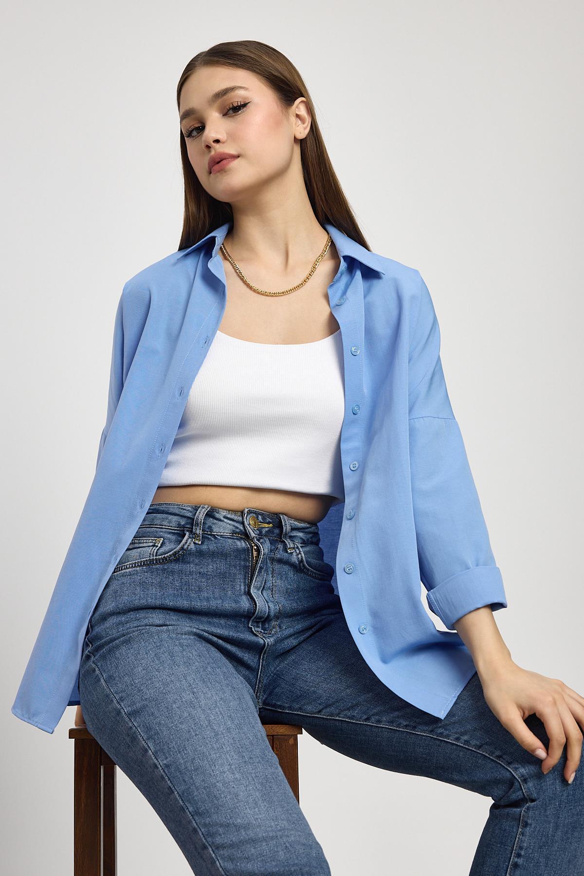 Mavi Relaxed Fit Rahat Kesim Basic Gömlek - 6621A - 8