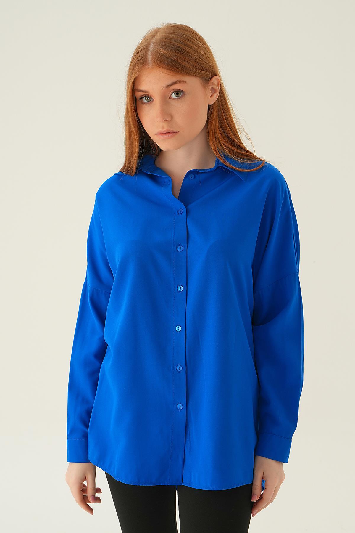 Saks Relaxed Fit Rahat Kesim Basic Gömlek - 6621A 