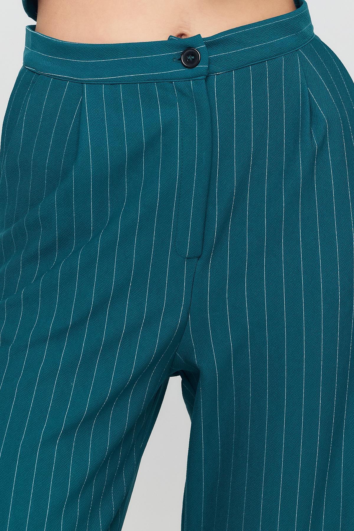 Zümrüt Önü Düğmeli Çizgili Yelek Takım 6622A - 8