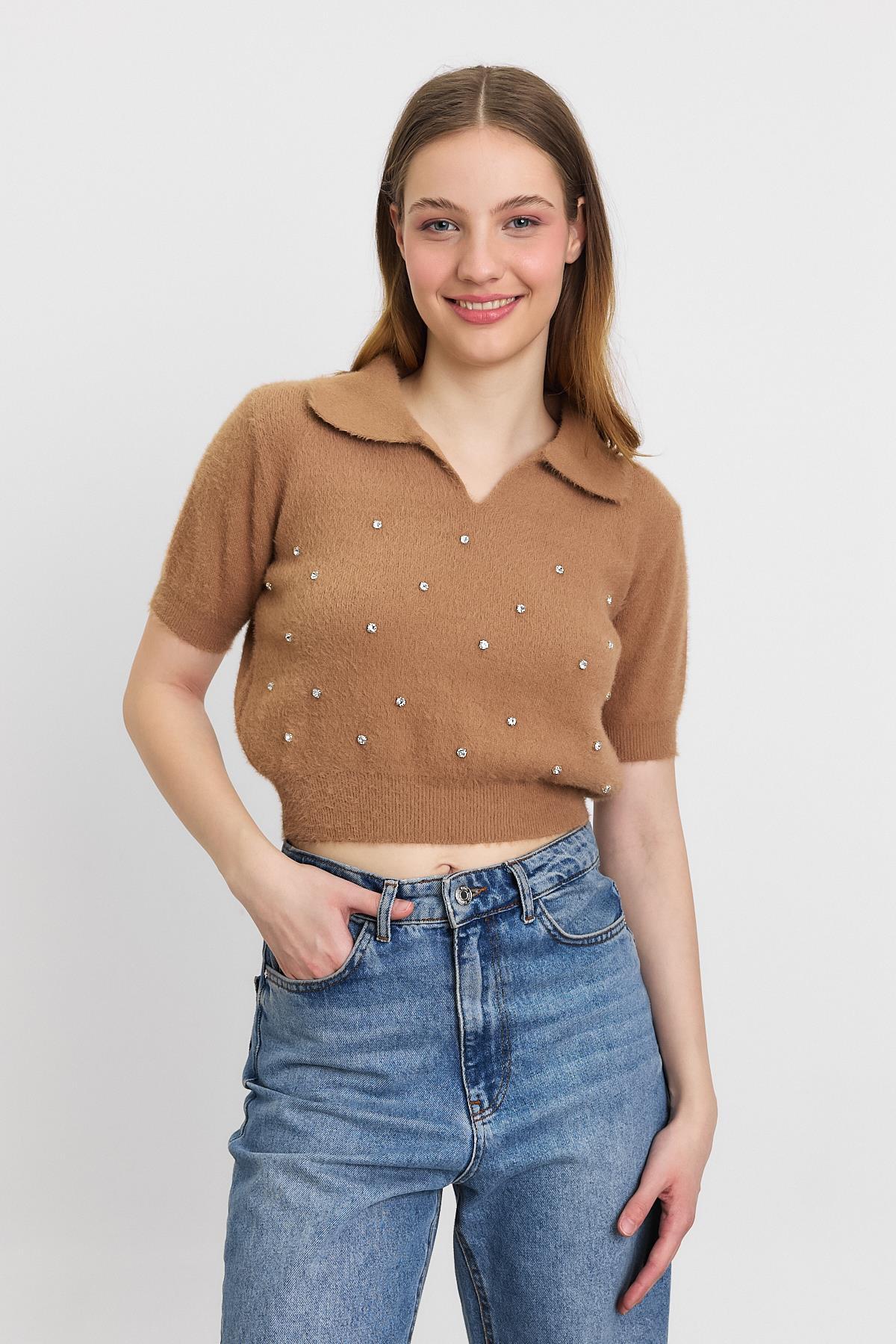 Camel İnci Detay Yumoş Kazak 6625 