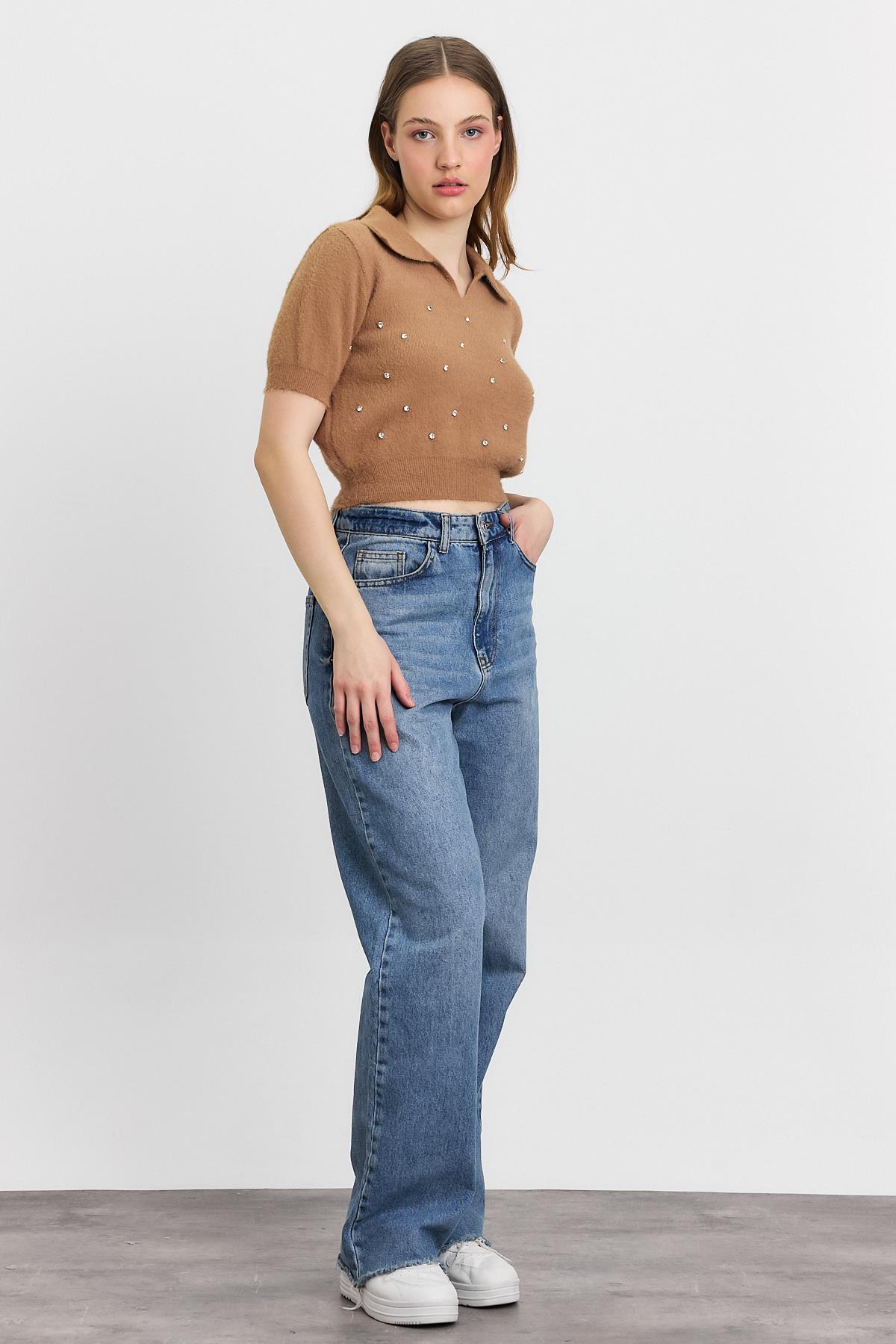 Camel İnci Detay Yumoş Kazak 6625 - 3