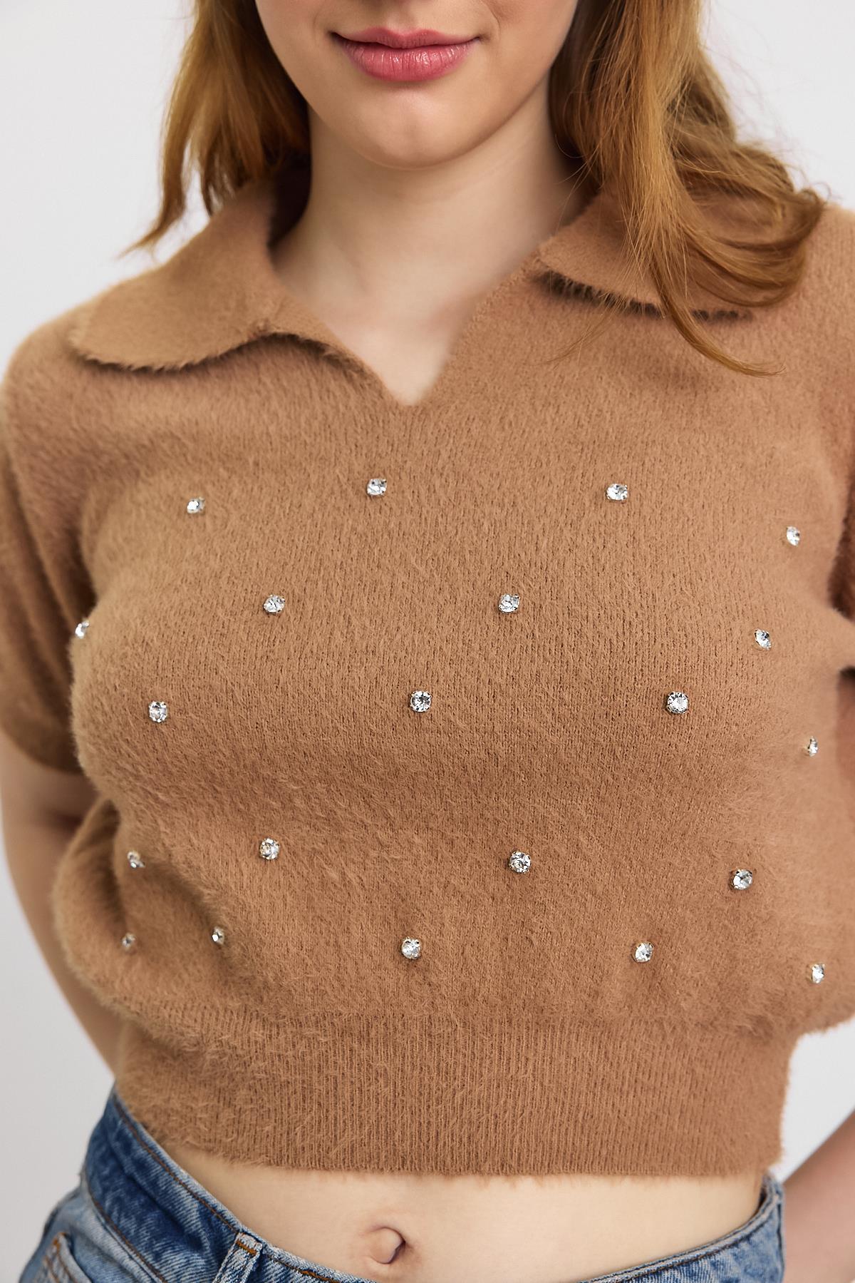 Camel İnci Detay Yumoş Kazak 6625 - 4