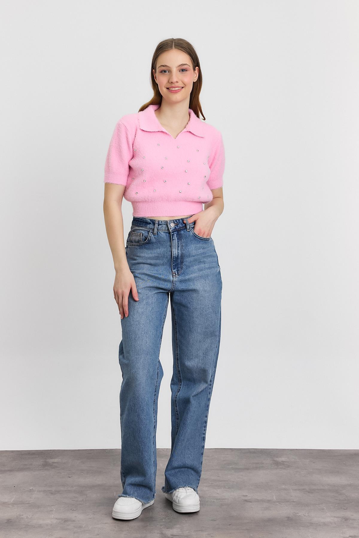 Pembe İnci Detay Yumoş Kazak 6625 - 2